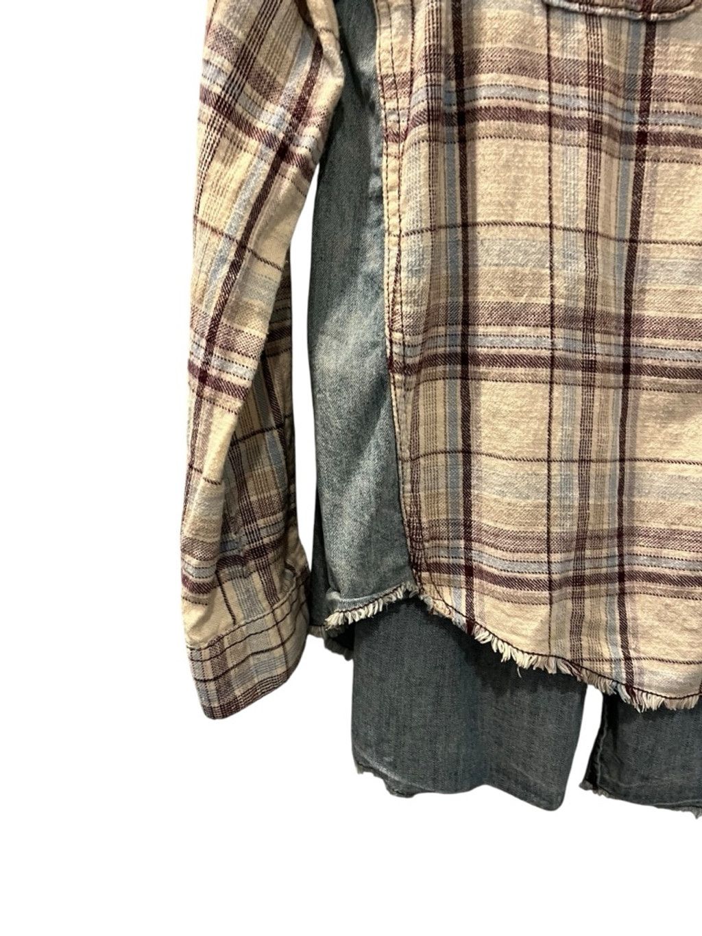 Free People Free People Plaid Flannel Denim Button Up Shirt Size M Size M / US 6-8 / IT 42-44 - 6 Thumbnail