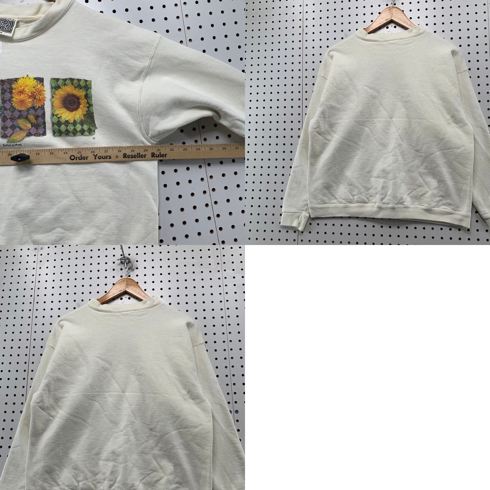 Vintage VINTAGE Maze Sweatshirt Womens Medium Cream 90s Sunflwer Butterfly Treasures Size M / US 6-8 / IT 42-44 - 9 Thumbnail