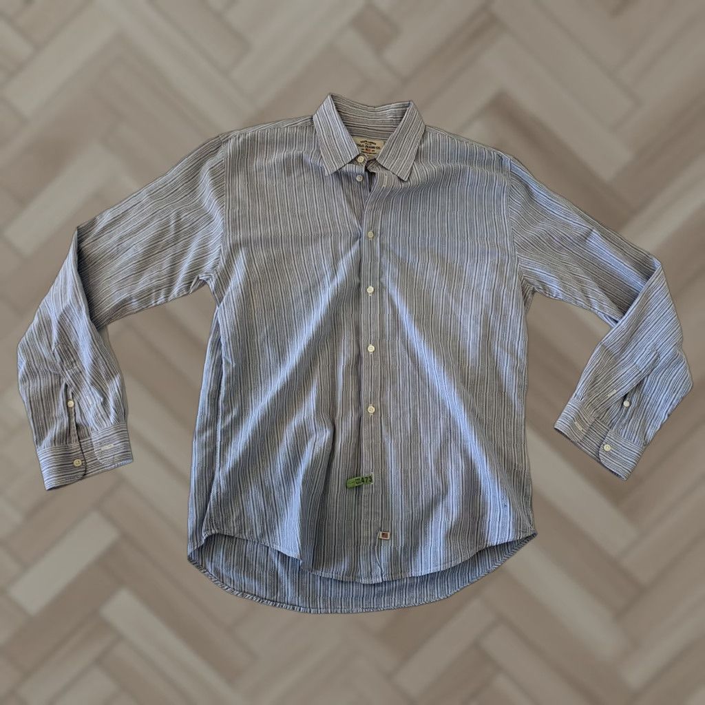 Ralph Lauren VINTAGE Ralph Lauren Polo Jeans Striped Button-Up Shirt Men L Blue 90s Mens Size US L / EU 52-54 / 3 - 1 Thumbnail