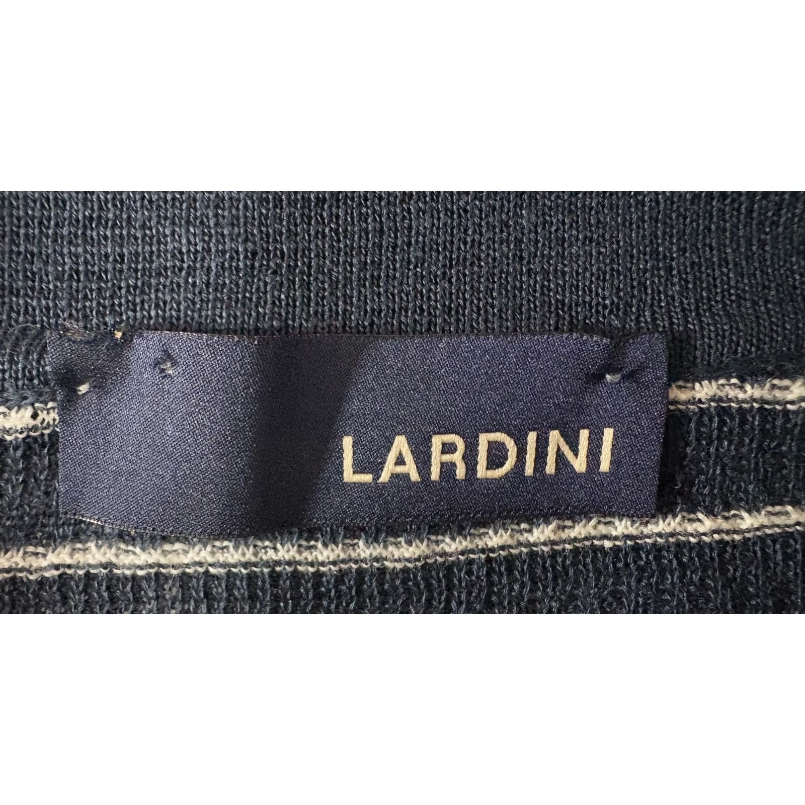 Lardini Lardini 100% linen knit polo shirt size 48 US M color navy i Size US M / EU 48-50 / 2 - 2 Thumbnail