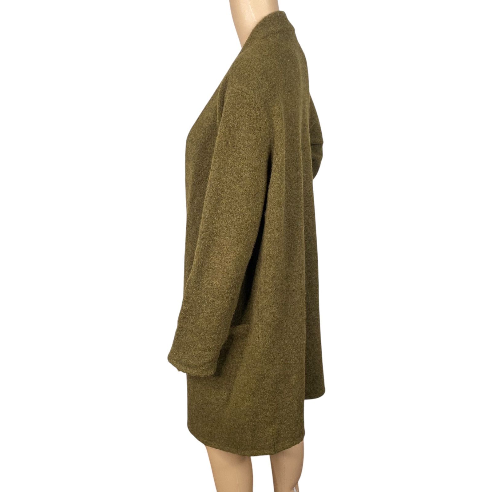 Neiman Marcus Jenni Kayne Merino Wool Yak Olive Green Open Cardigan SZ S Size S / US 4 / IT 40 - 5 Thumbnail