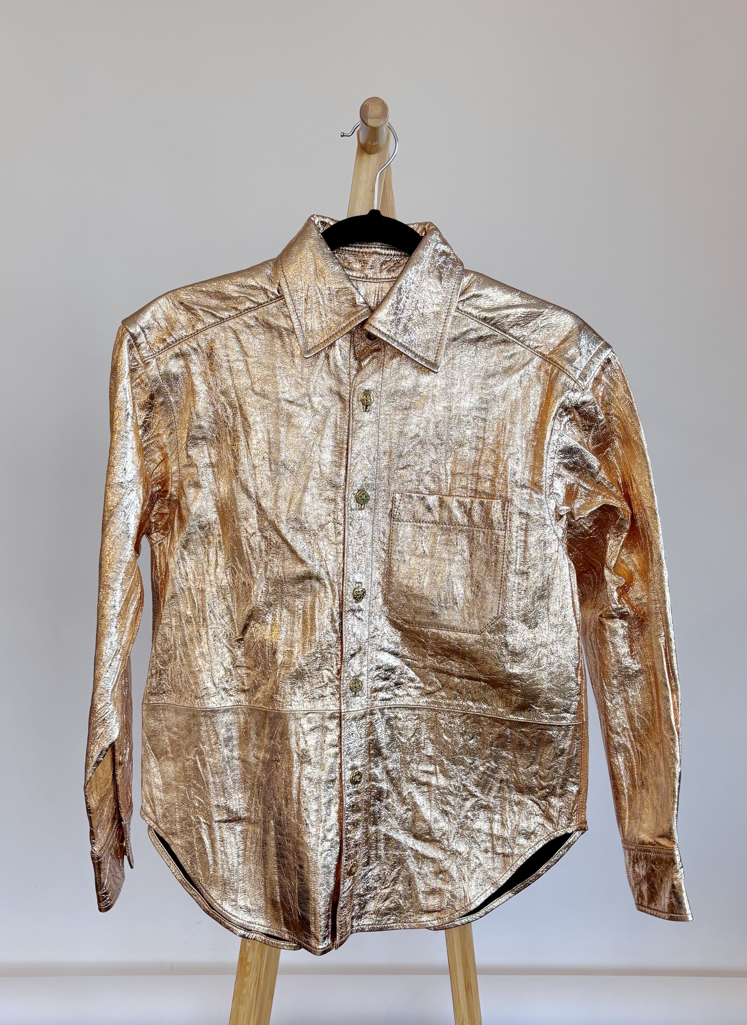 Zadig & Voltaire Zadig & Voltaire Gold Crinkle Leather Shirt – XS – >NEW Size XS / US 0-2 / IT 36-38 - 1 Thumbnail