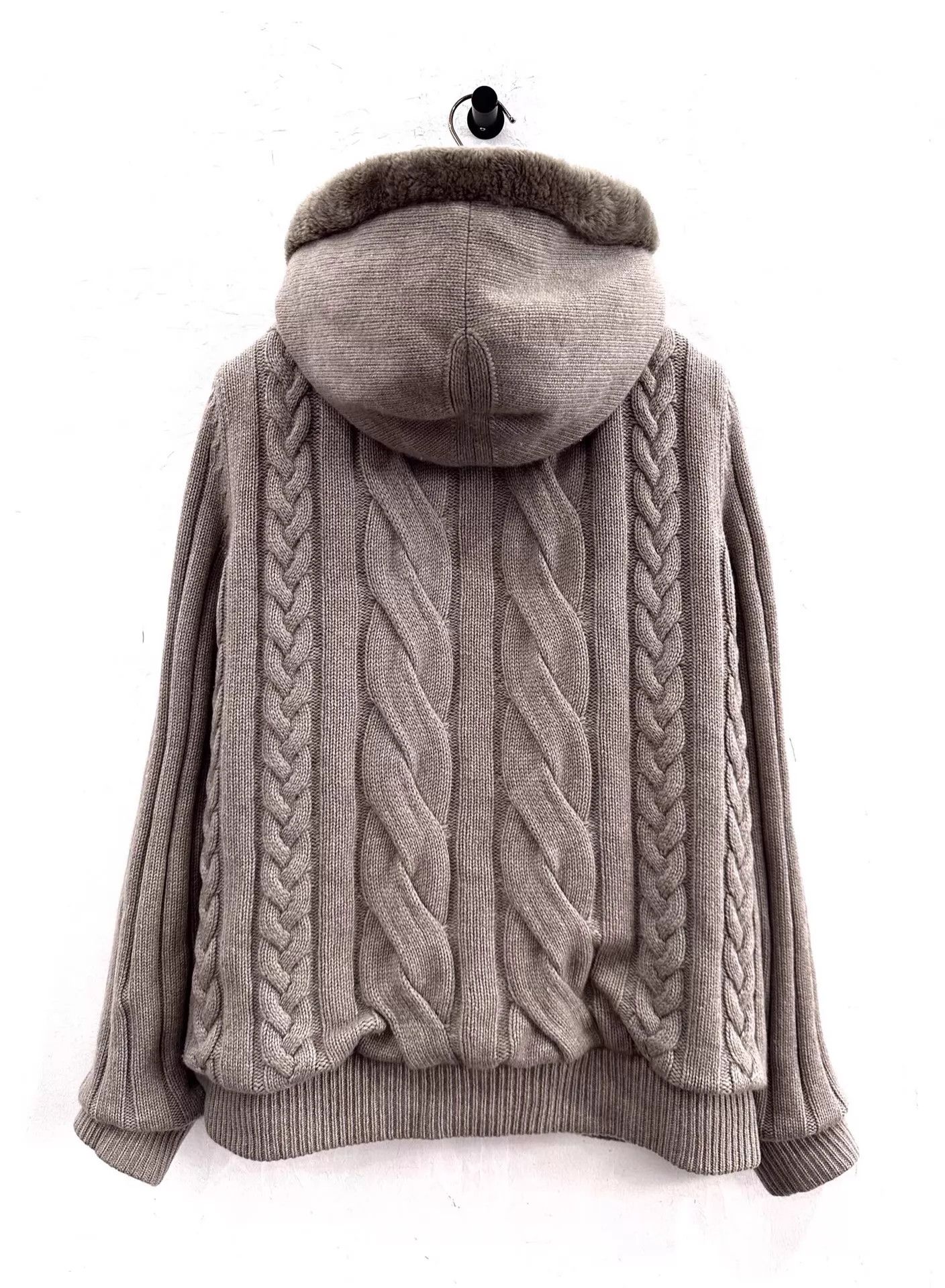 Loro Piana Loro Piana Men Gray Cashmere Mink Collar Zip Knit Jacket Size US M / EU 48-50 / 2 - 2 Thumbnail