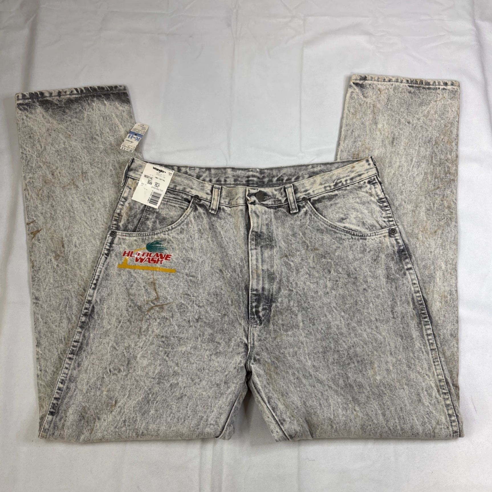 Wrangler VINTAGE Wrangler Jeans Men’s 38x32 Gray Acid Wash NWT 90s Deadstock Straight Jeans Mens Size US 38 / EU 54 - 6 Thumbnail