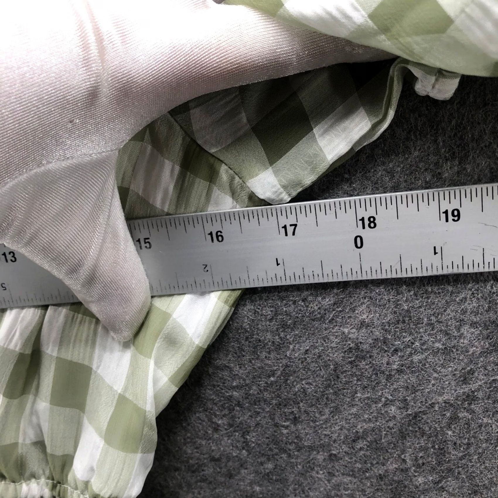 Vintage Mine Square Neck Chiffon Mini Dress M Sage Green Gingham Puff Sleeve Tiered Women Short Sleeve Spring Summer Casual Formal Party/Cocktail | MINE Dress Size M / US 6-8 / IT 42-44 - 6 Thumbnail