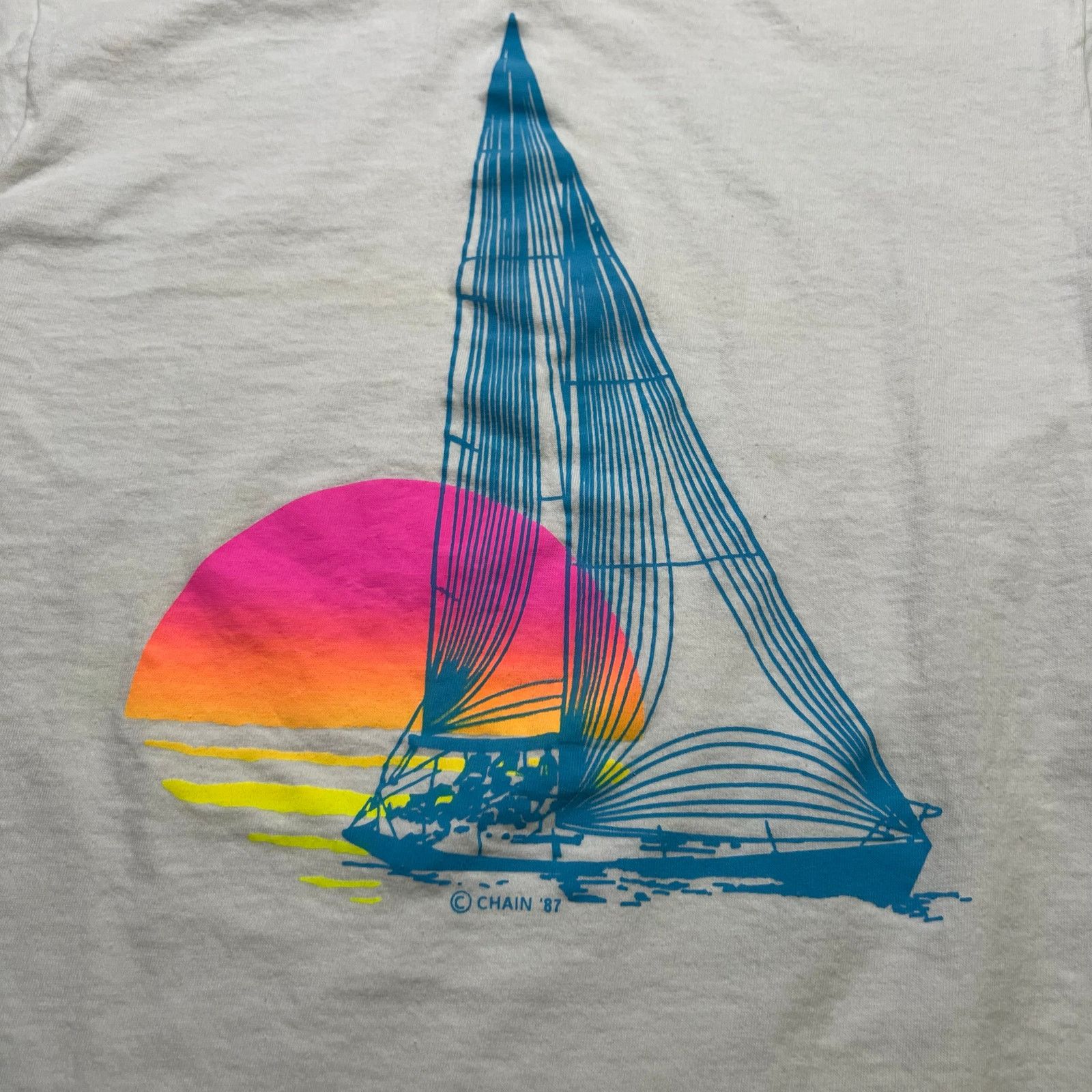 Vintage vintage 90s t-shirt sailboat and sunset Beach" Men Sz M Size US M / EU 48-50 / 2 - 3 Thumbnail