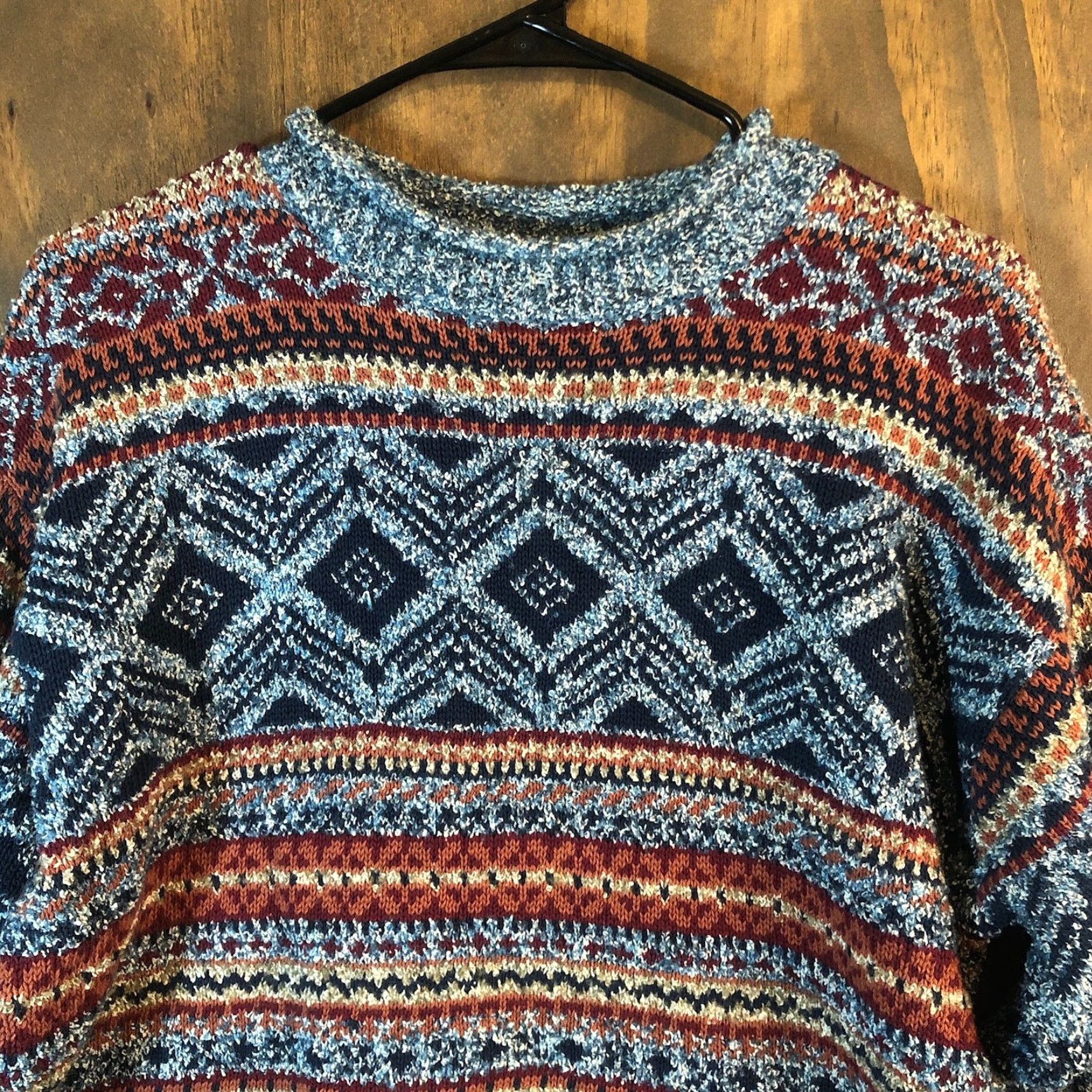 Vintage VINTAGE Le Moda Womens Sweater Crew Neck Wool Blend Knit Multi Aztec M Blue Size M / US 6-8 / IT 42-44 - 2 Thumbnail