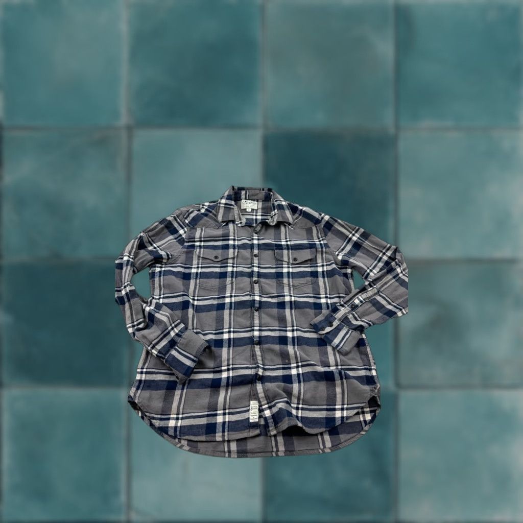 Lucky Brand Lucky Brand Shirt Mens Large Gray Blue Flannel Plaid Pocket Button Up Size US L / EU 52-54 / 3 - 1 Thumbnail