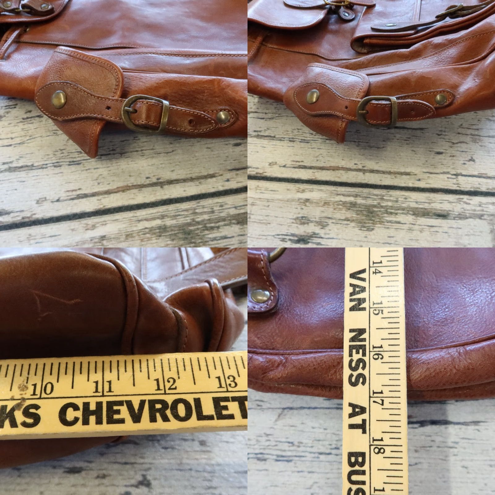 Vintage VINTAGE Leather Rucksack Backpack Men Brown 11 1/2" 16" - Size: See measurement Plaid Lining Back to Vintage Leather Rucksack Backpack Size ONE SIZE - 9 Thumbnail