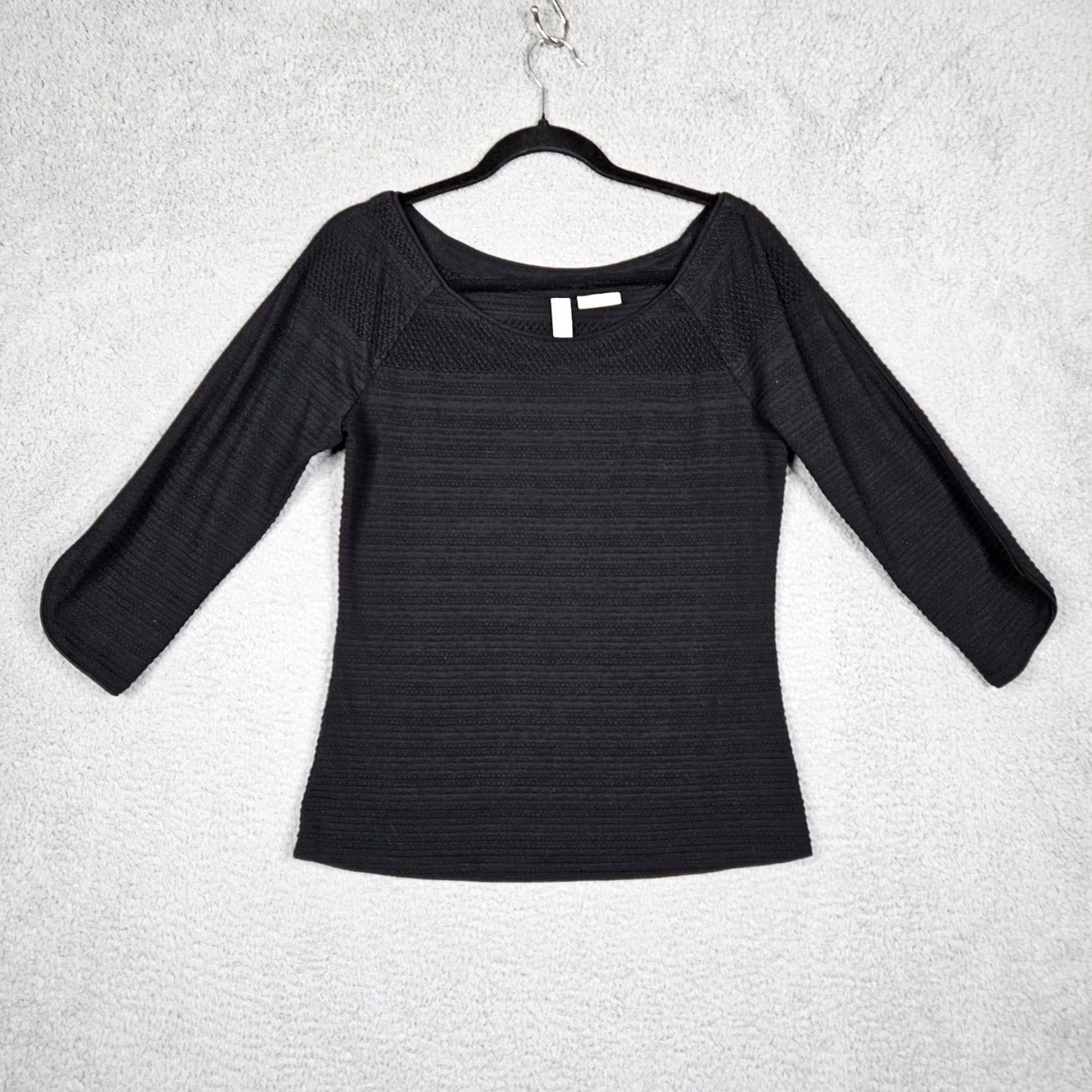 Vintage Meadow Rue By Anthropologie Women’s Stretch Textured 3/4 Sleeve Top S Black Pants? Size S / US 4 / IT 40 - 2 Thumbnail