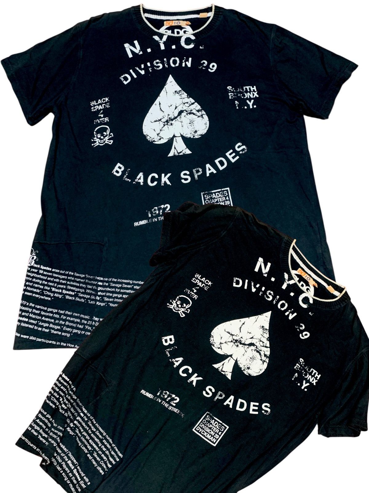 Japanese Brand Black Spade Tshirt NYC Division 29 Vintage 1972 Size US XXL / EU 58 / 5 - 1 Thumbnail