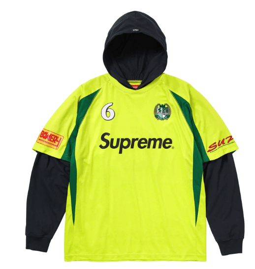 image of Supreme Hooded Soccer Jersey Bright Green XL Fw23, Men's