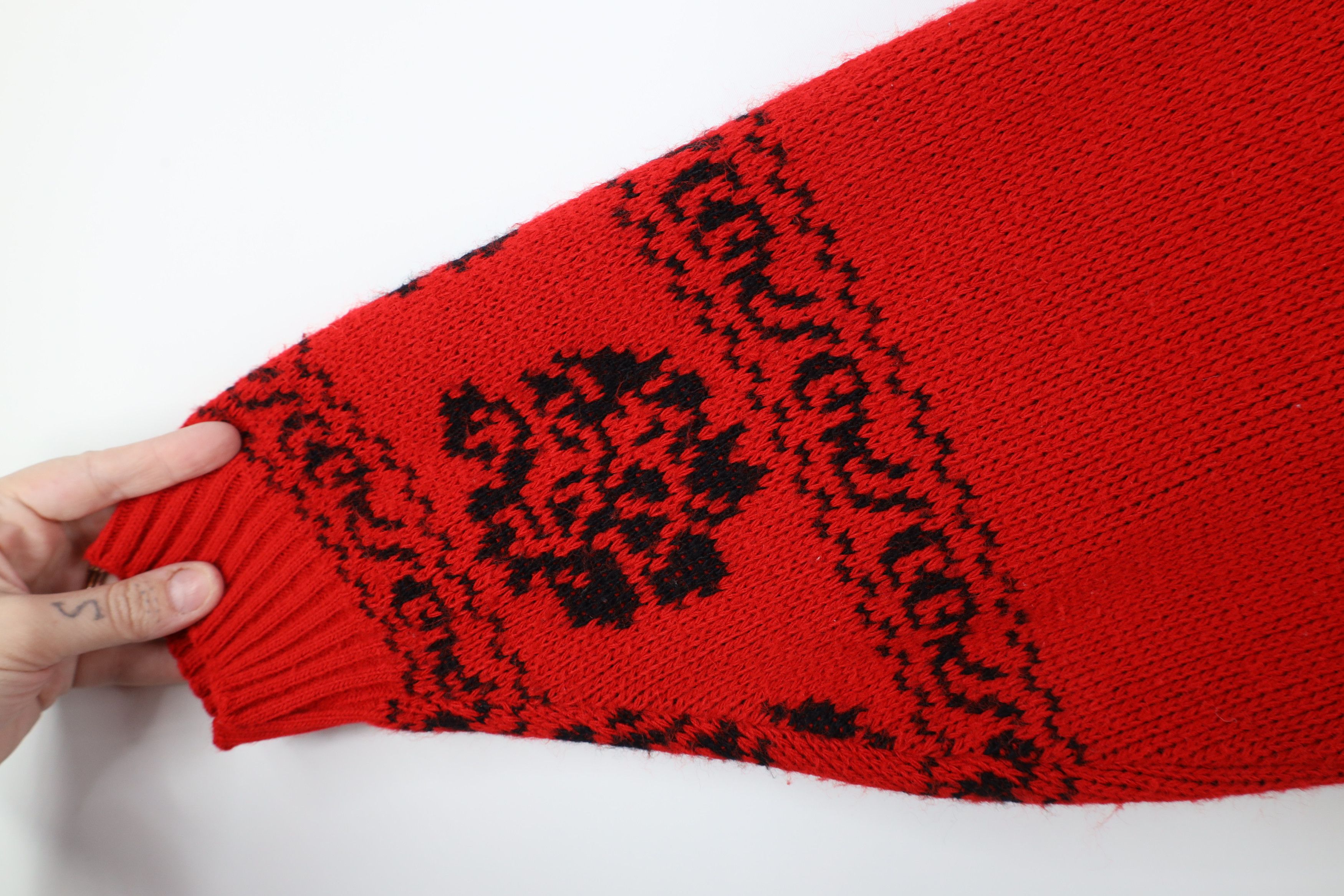 Vintage Vintage 90s Streetwear Flower Paisley Knit Sweater Red USA Size 3XL / US 20-22 - 6 Thumbnail