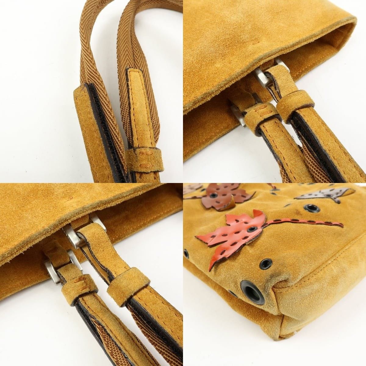 Prada Prada Maple Motif Suede Tote Tan Size ONE SIZE - 4 Thumbnail