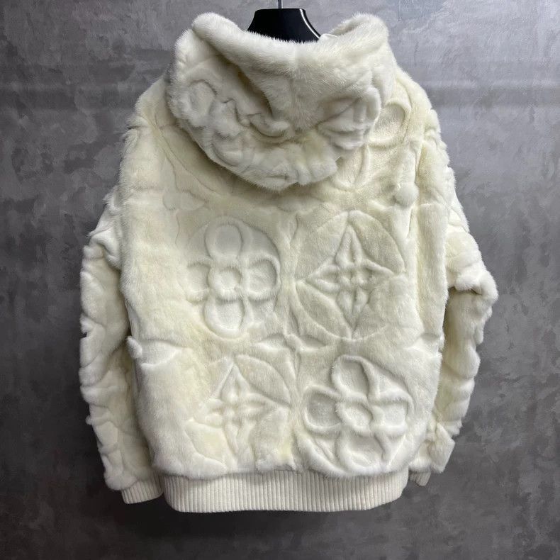 Louis Vuitton louis vuitton white embossed zipper hooded fur jacket jacke Size US L / EU 52-54 / 3 - 6 Thumbnail