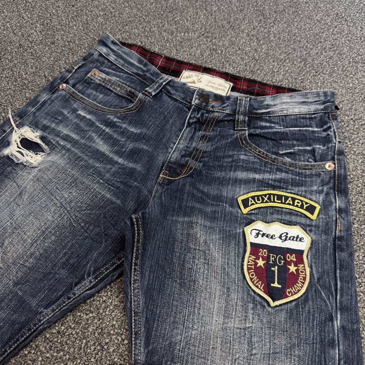 Seditionaries Vintage Japanese Patch Work Free Gate Whisker Clawmark Denim Size US 32 / EU 48 - 3 Thumbnail