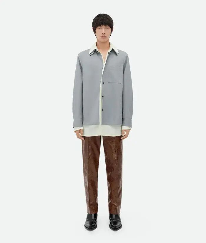 Bottega Veneta o1s1rm0326 Relaxed Fit Linen Double Shirt in Vapor/Camomile Size US L / EU 52-54 / 3 - 1 Thumbnail