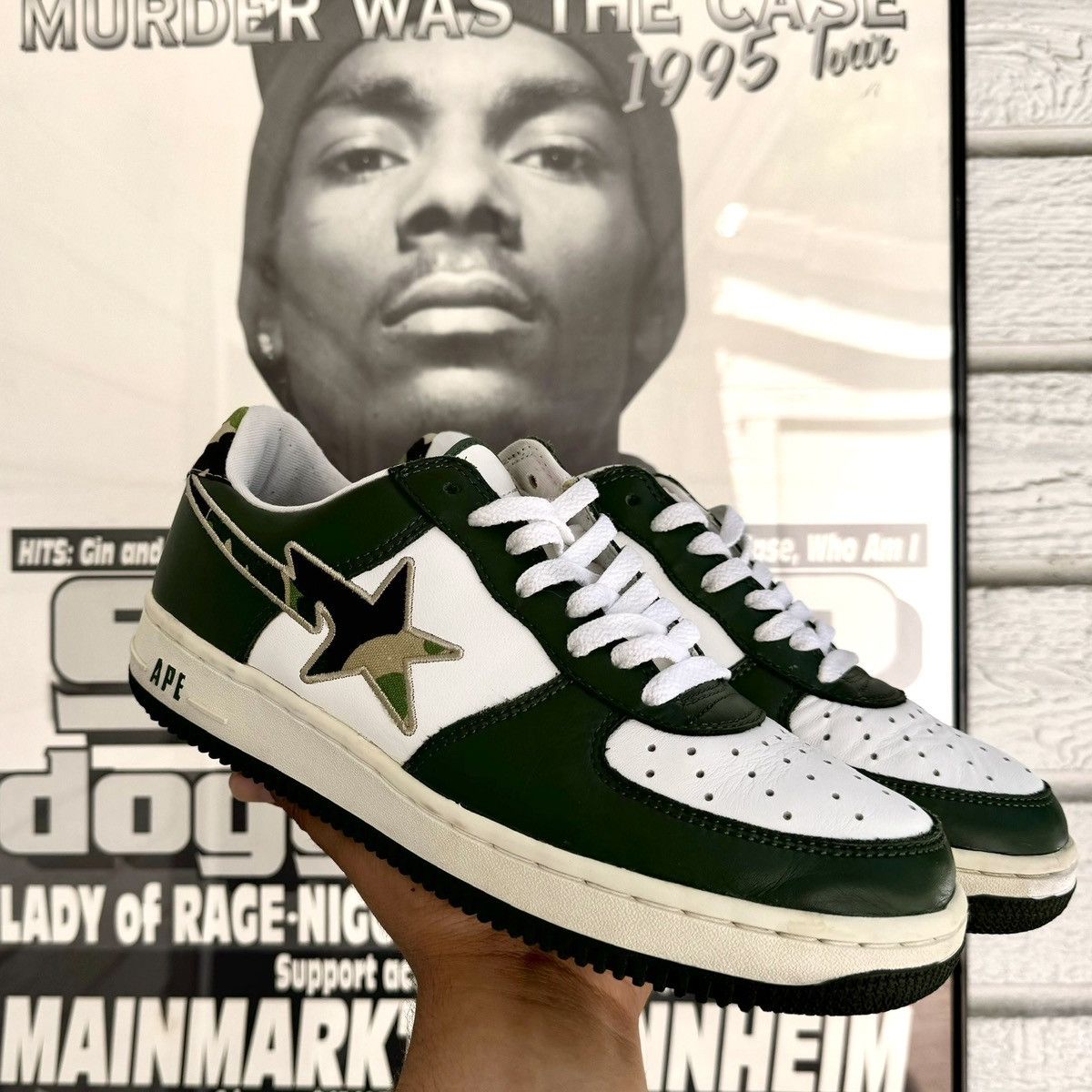 image of 2003 Green Camo Bapesta Size 9.5 Shoes, Men's