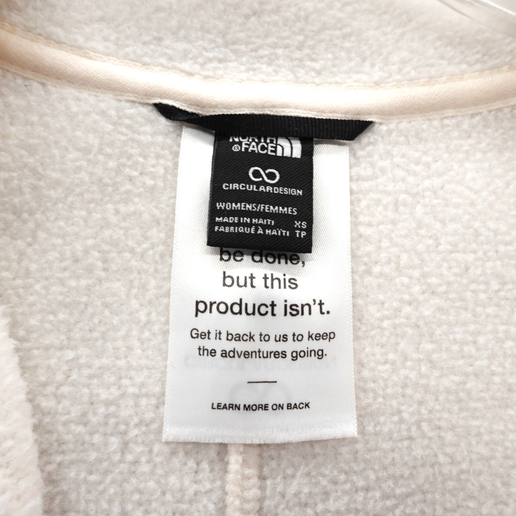 The North Face The North Face Womens XS Fleece Jacket Full Zip Mock Neck White Dune Cozy Size XS / US 0-2 / IT 36-38 - 5 Thumbnail