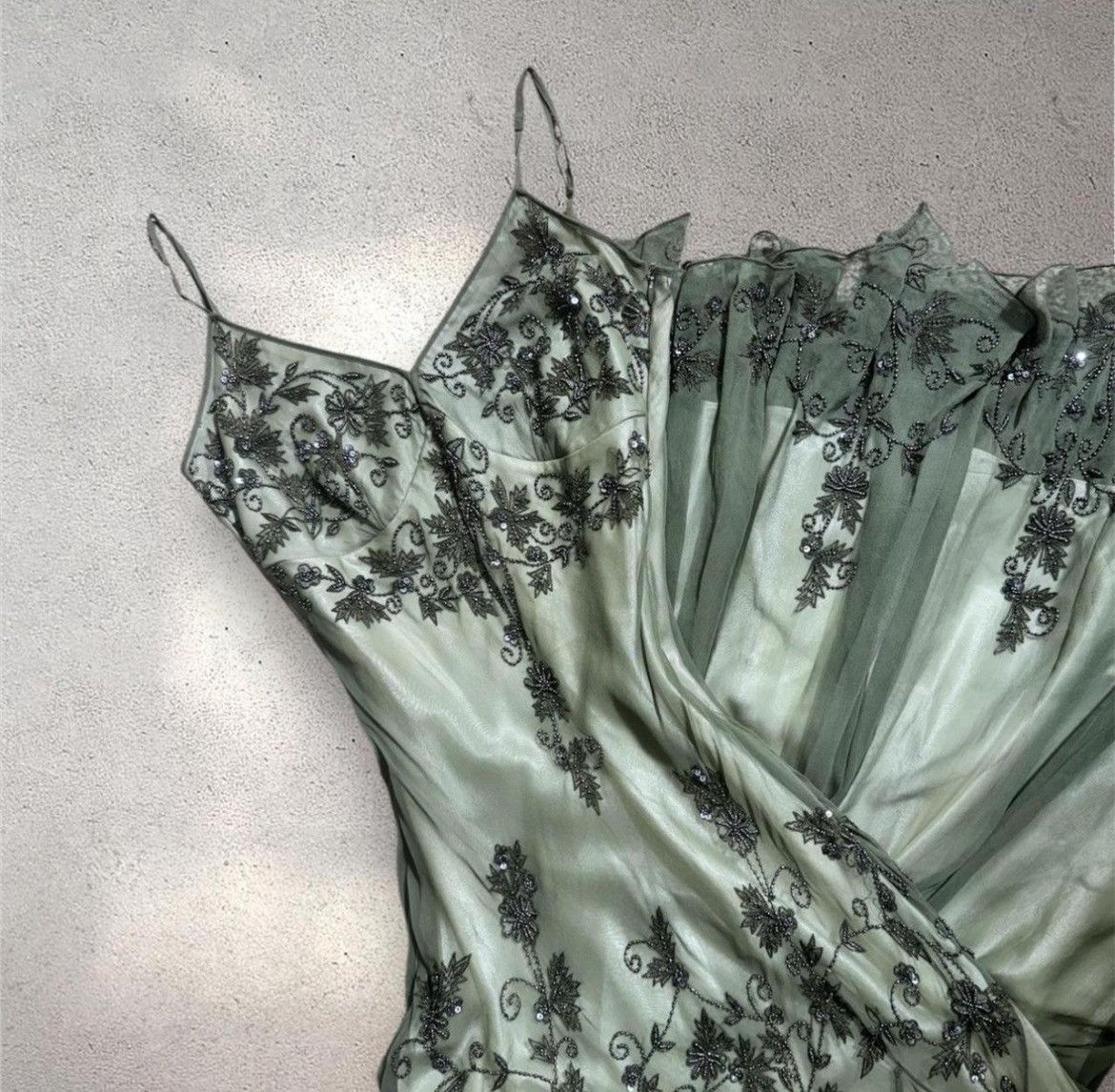 Adrianna Papell 90s woodland fairy whimsygoth beaded silk maxi dress Size S / US 4 / IT 40 - 4 Thumbnail