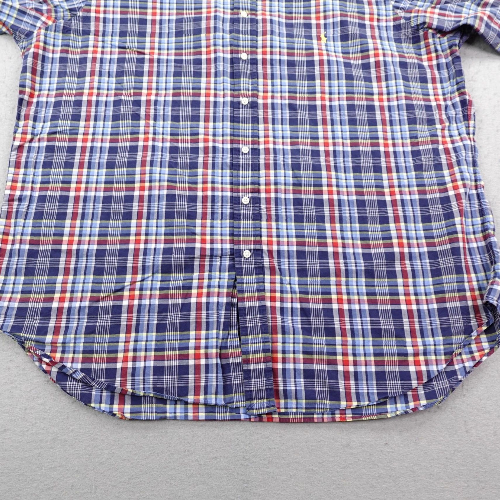 Ralph Lauren Ralph Lauren VINTAGE Plaid Button-Up Shirt Mens 2XLT Blue Red Short Sleeve Cotton Yellow Pony Logo Size US XXL / EU 58 / 5 - 4 Thumbnail