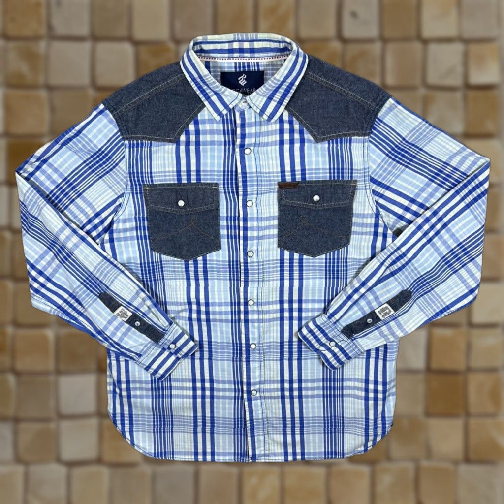 Rocawear Rocawear Long Sleeve Shirt Button-Up Western Style Check Blue L Large Hip Hop Y2K Size US L / EU 52-54 / 3 - 1 Thumbnail