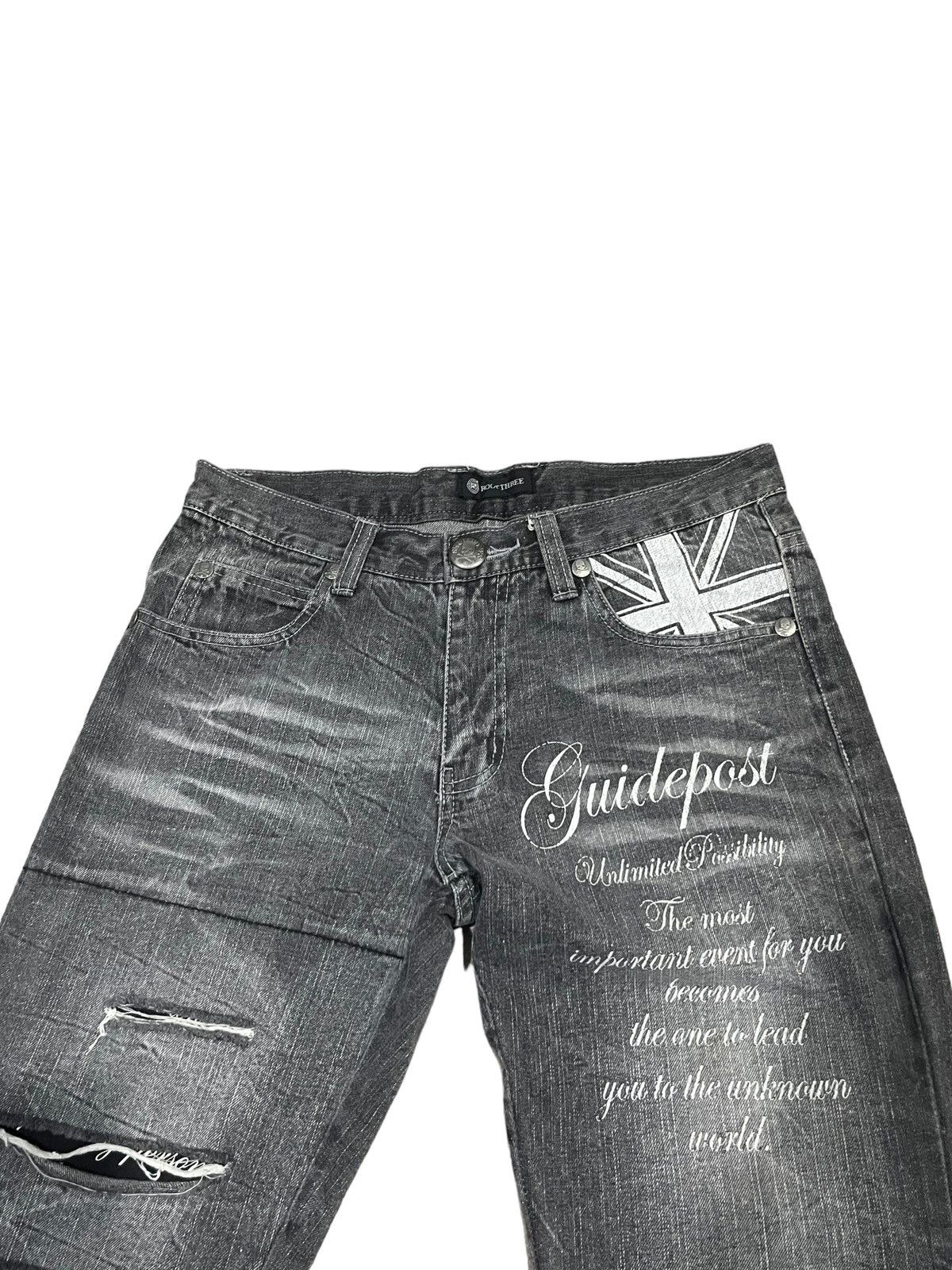 Japanese Brand Vintage Root Three Skull Distressed Jeans ! Rare Design Size US 32 / EU 48 - 11 Thumbnail