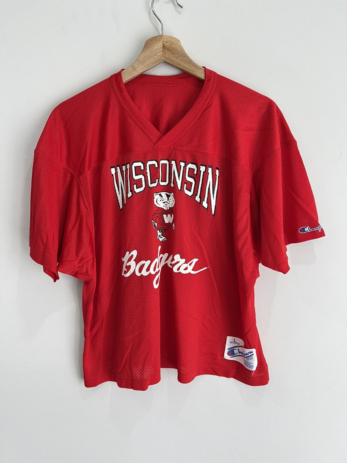Vintage Vintage Womens Wisconsin Football Champion Jersey Cropped L Size L / US 10 / IT 46 - 1 Thumbnail