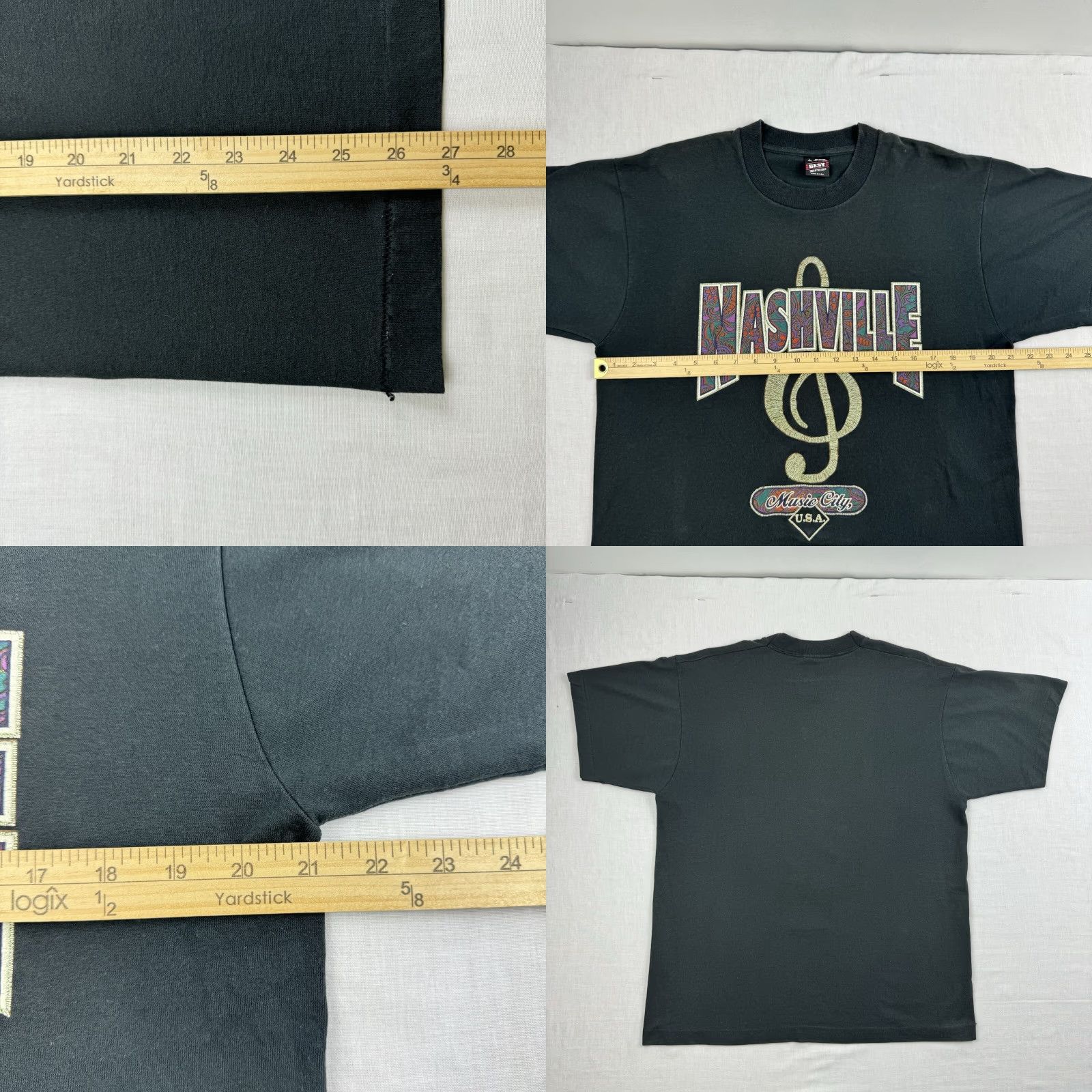 Fruit Of The Loom VINTAGE Nashville Tennessee Shirt Adult Large Black 90s Music USA Fruit of the Loom T-Shirt Mens Size US L / EU 52-54 / 3 - 8 Thumbnail