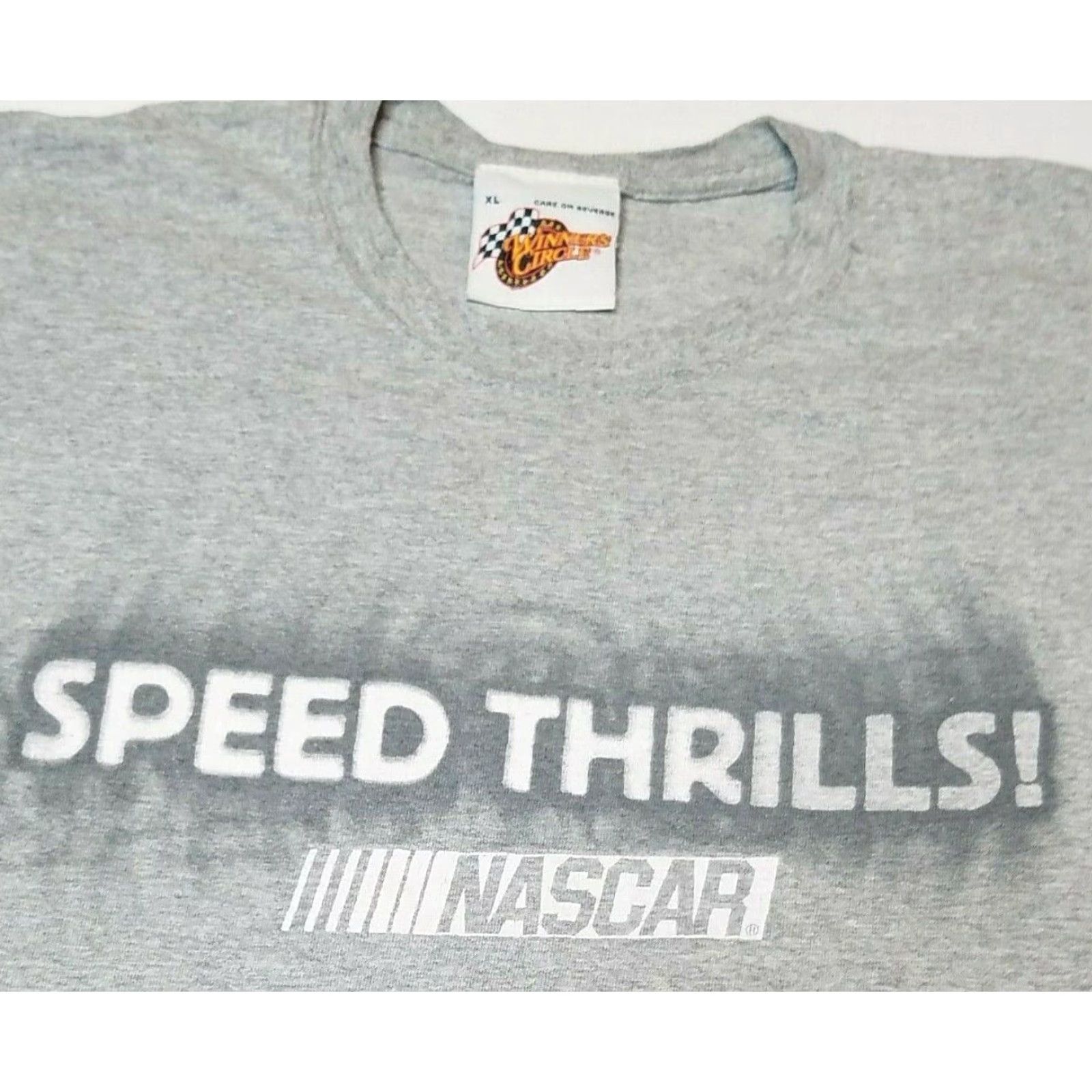 NASCAR NASCAR Speed Thrills T-Shirt Men’s Gray XL - Winner's Circle Cotton Crew Neck Short Sleeve Tee, Adult Extra Large, Solid, 90s/2000s Style, Mens Size US XL / EU 56 / 4 - 2 Thumbnail