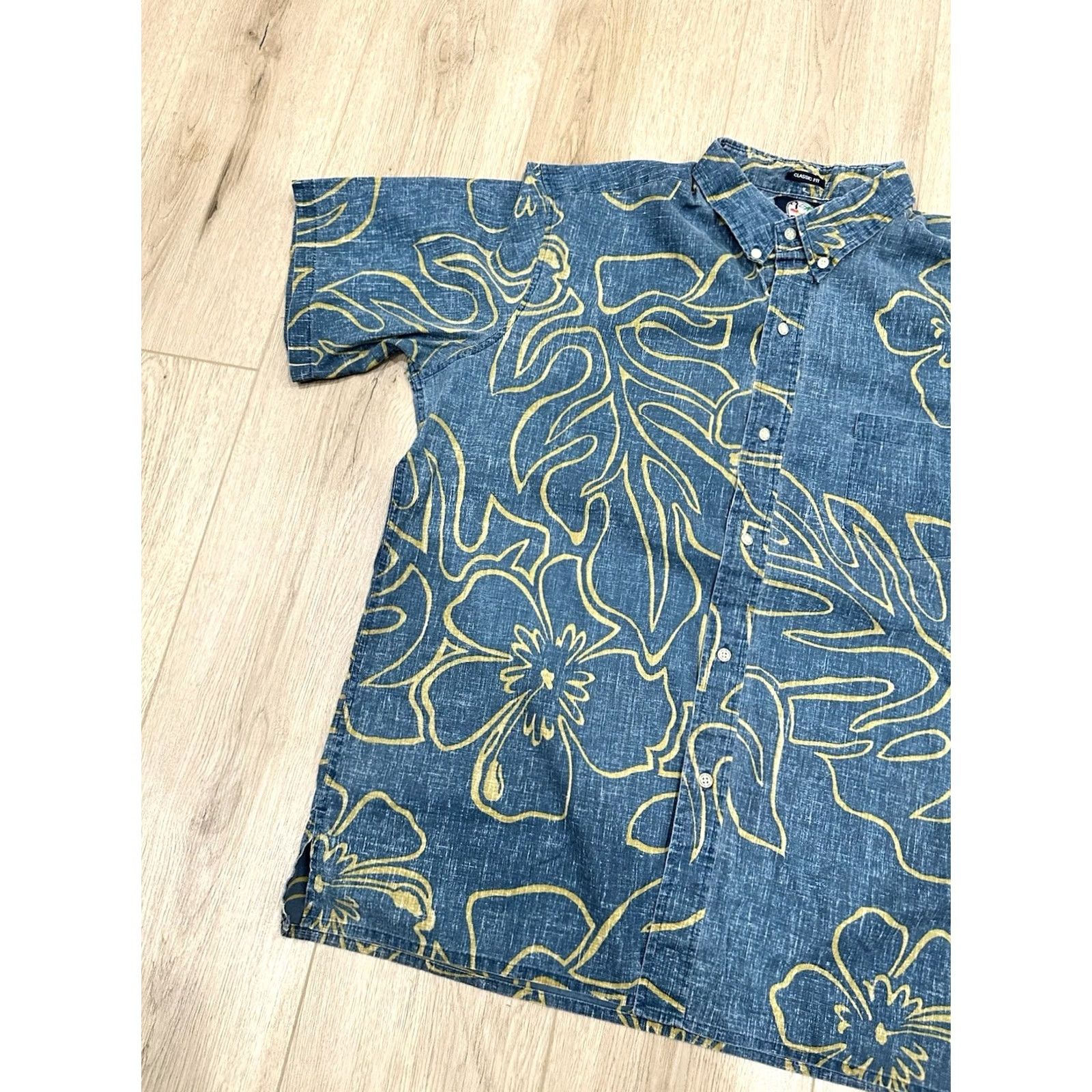 Reyn Spooner Reyn Spooner Shirt Polo Classic Fit Monstera Ink Blue XL Mens Hawaiian Pattern Floral Short Sleeve Button Collar Size US XL / EU 56 / 4 - 3 Thumbnail