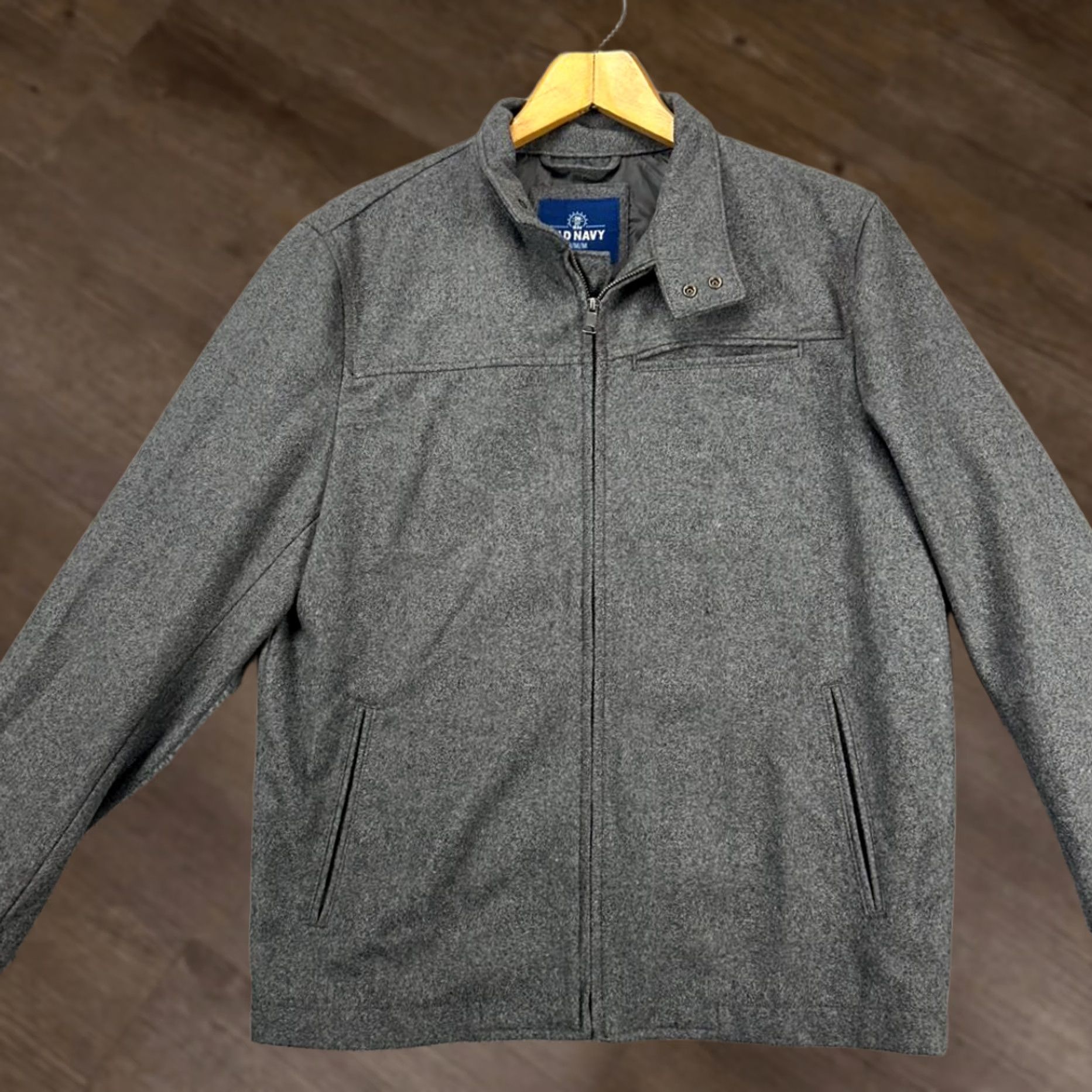 Old Navy Old Navy Wool Blend Jacket Coat Mens Medium Grey Winter Full Zip Pockets Size US M / EU 48-50 / 2 - 1 Thumbnail