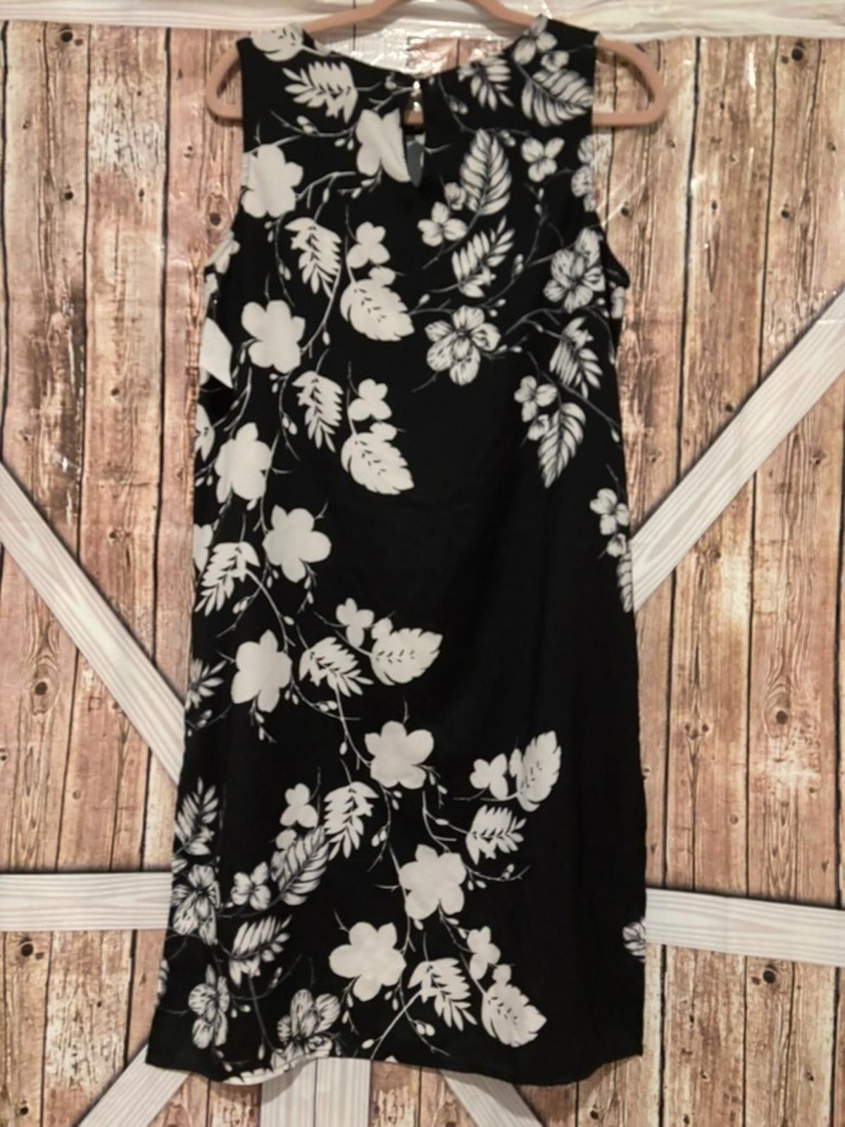 Vince Camuto Womens Vince Camuto sz M black/white floral shift dress #320 Size M / US 6-8 / IT 42-44 - 2 Thumbnail