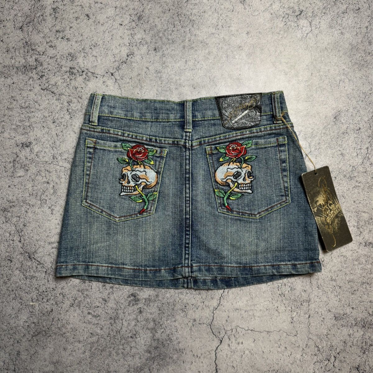 Ed Hardy NEW ED HARDY Vintage Denim Skirt Size 28" / US 6 / IT 42 - 1 Thumbnail