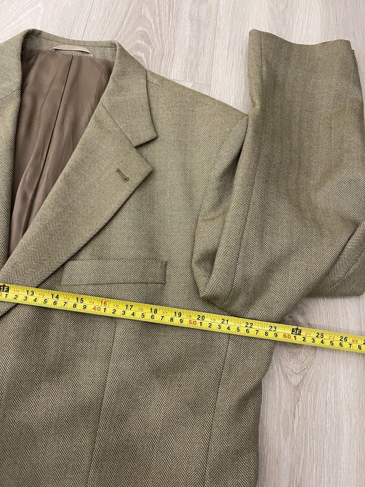 Vintage 🔥Vintage blazer beige herringbone pattern classic jacket Size 46R - 12 Thumbnail