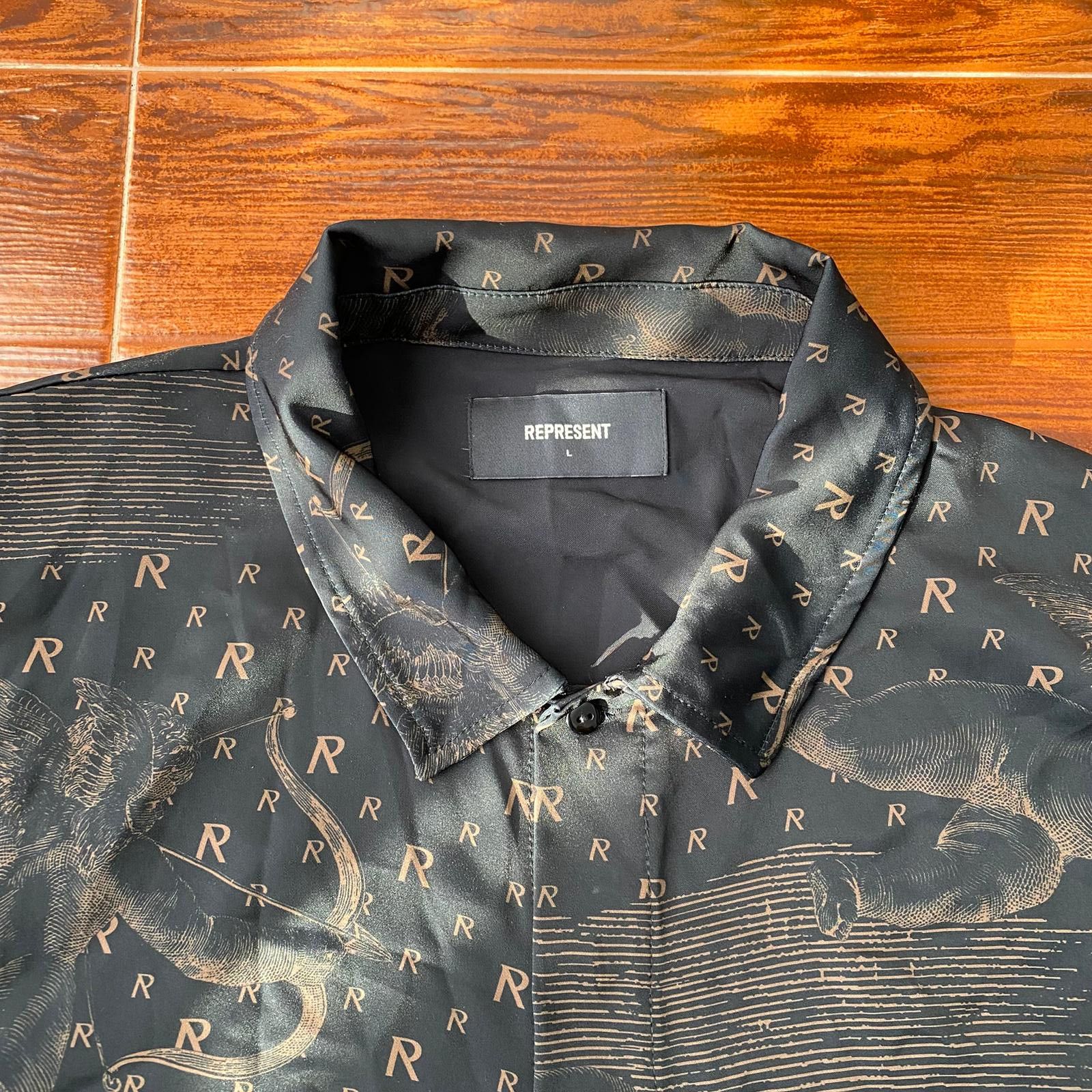 Represent Clo. 1 of 1 Black All Over Initial Logo Cherub Print Shirt Size US L / EU 52-54 / 3 - 2 Thumbnail