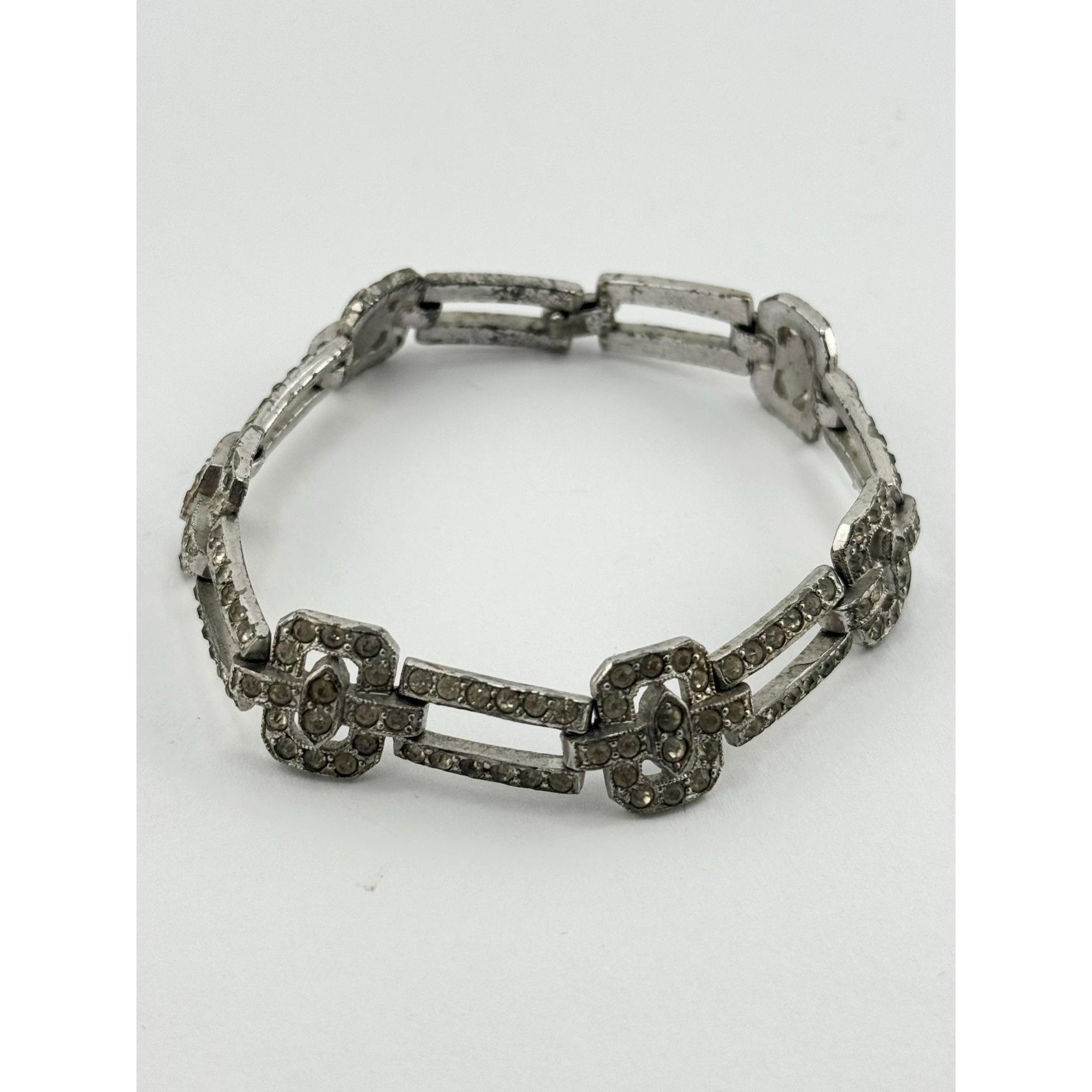 Vintage Estate art deco pave rhinestone bracelet Size ONE SIZE - 2 Thumbnail