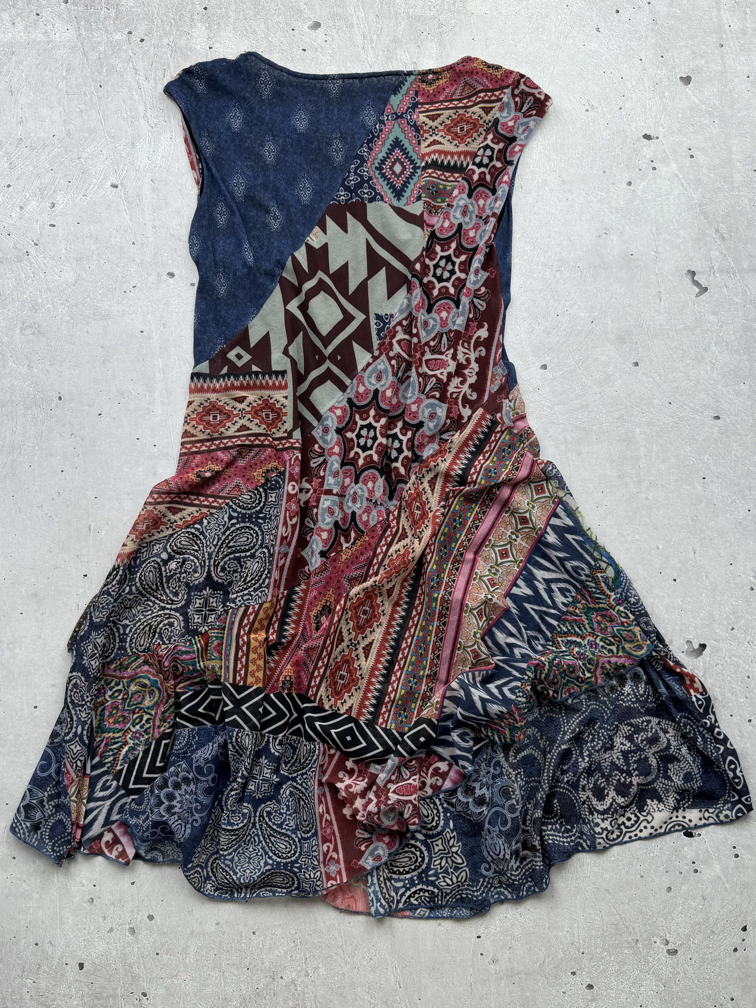 Cop Copine × Vintage Cop Copine Vintage Mesh Printed Flared Mini Dress Size M / US 6-8 / IT 42-44 - 8 Thumbnail