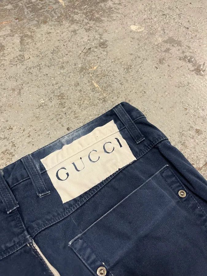 Gucci 2000s Gucci Navy & White Avant-Garde Slim Pants Size US 30 / EU 46 - 10 Thumbnail