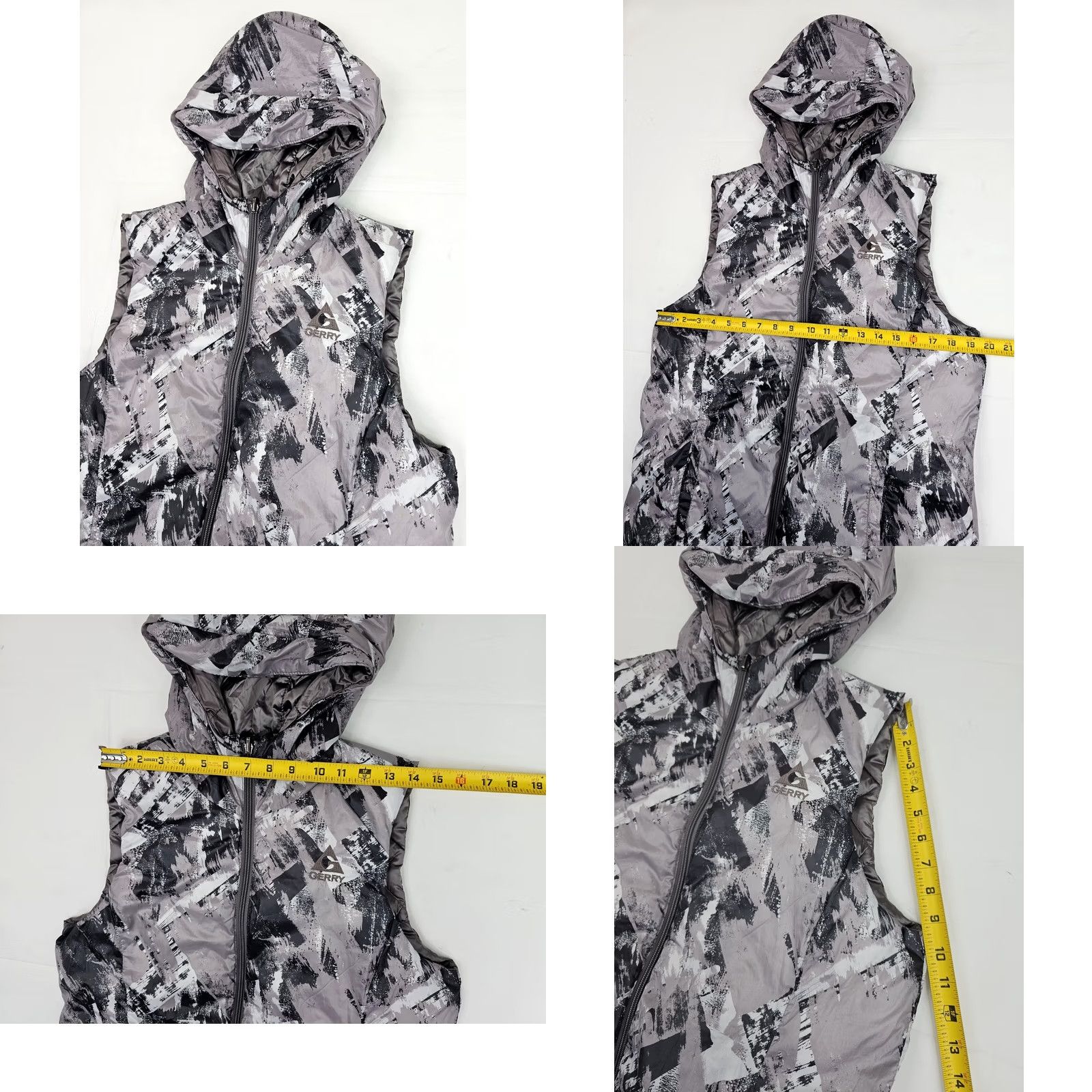 Vintage Gerry Down Full Zip Reversible Hooded Puffer Vest Women M Silver Packable Marble Size M / US 6-8 / IT 42-44 - 8 Thumbnail