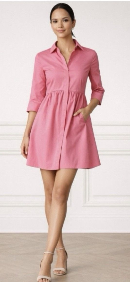 UNTUCKit UNTUCKit Demi Pink Button Down Shirt Dress Pockets Large Size L / US 10 / IT 46 - 1 Thumbnail