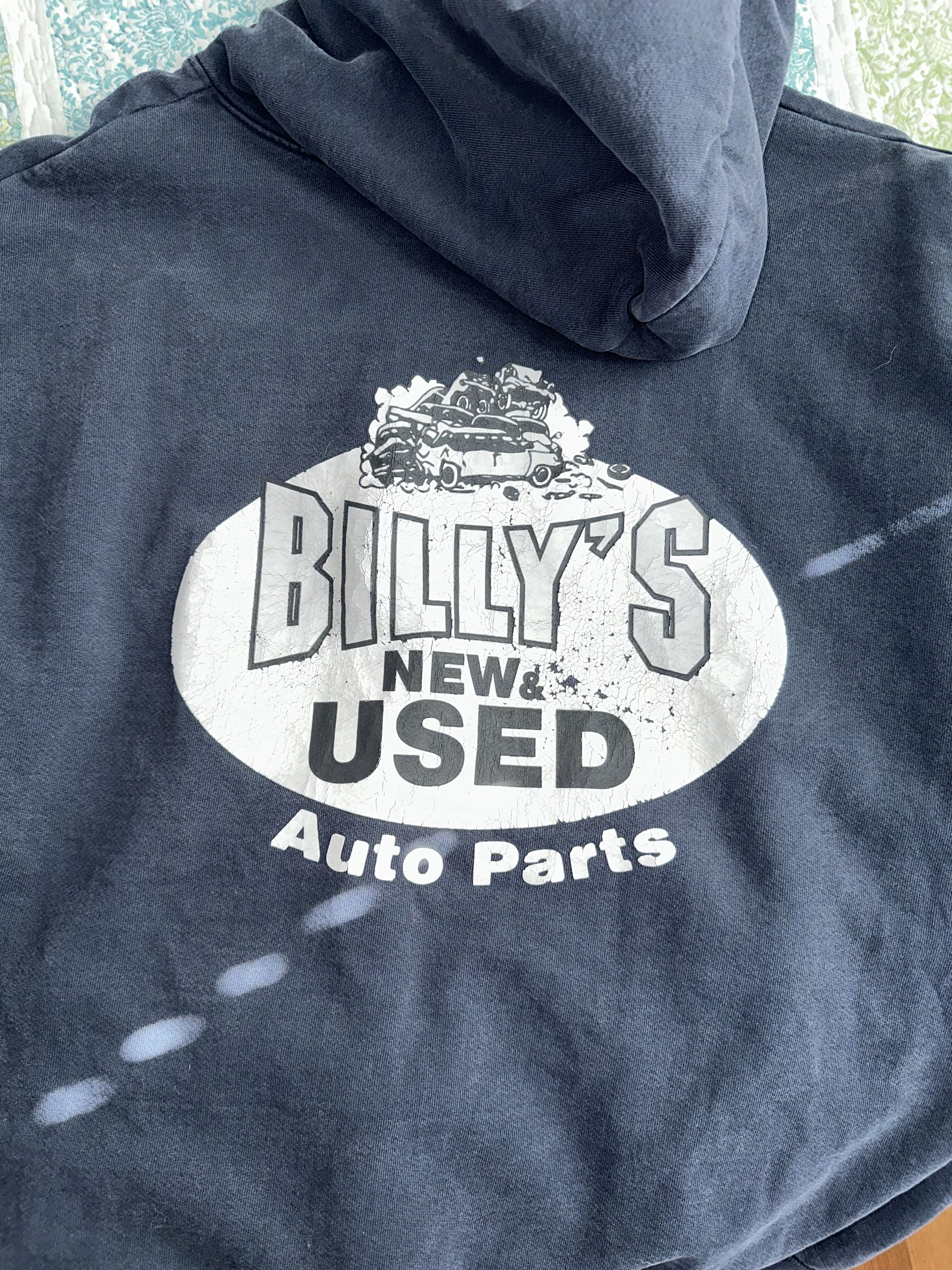 image of Billy Hill Auto Parts Hoodie Size XL in Navy, Men's