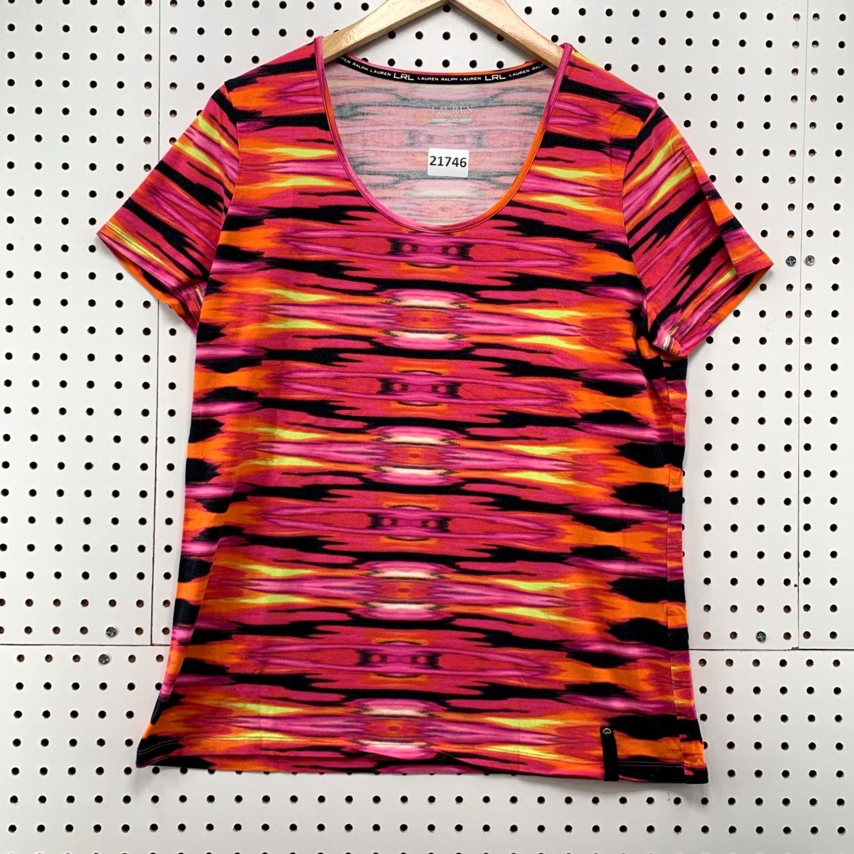 Ralph Lauren VINTAGE LRL Lauren Ralph Lauren Active Shirt Women's XL Striped Pink Orange T-Shirt 20.5x27 Size XL / US 12-14 / IT 48-50 - 5 Thumbnail