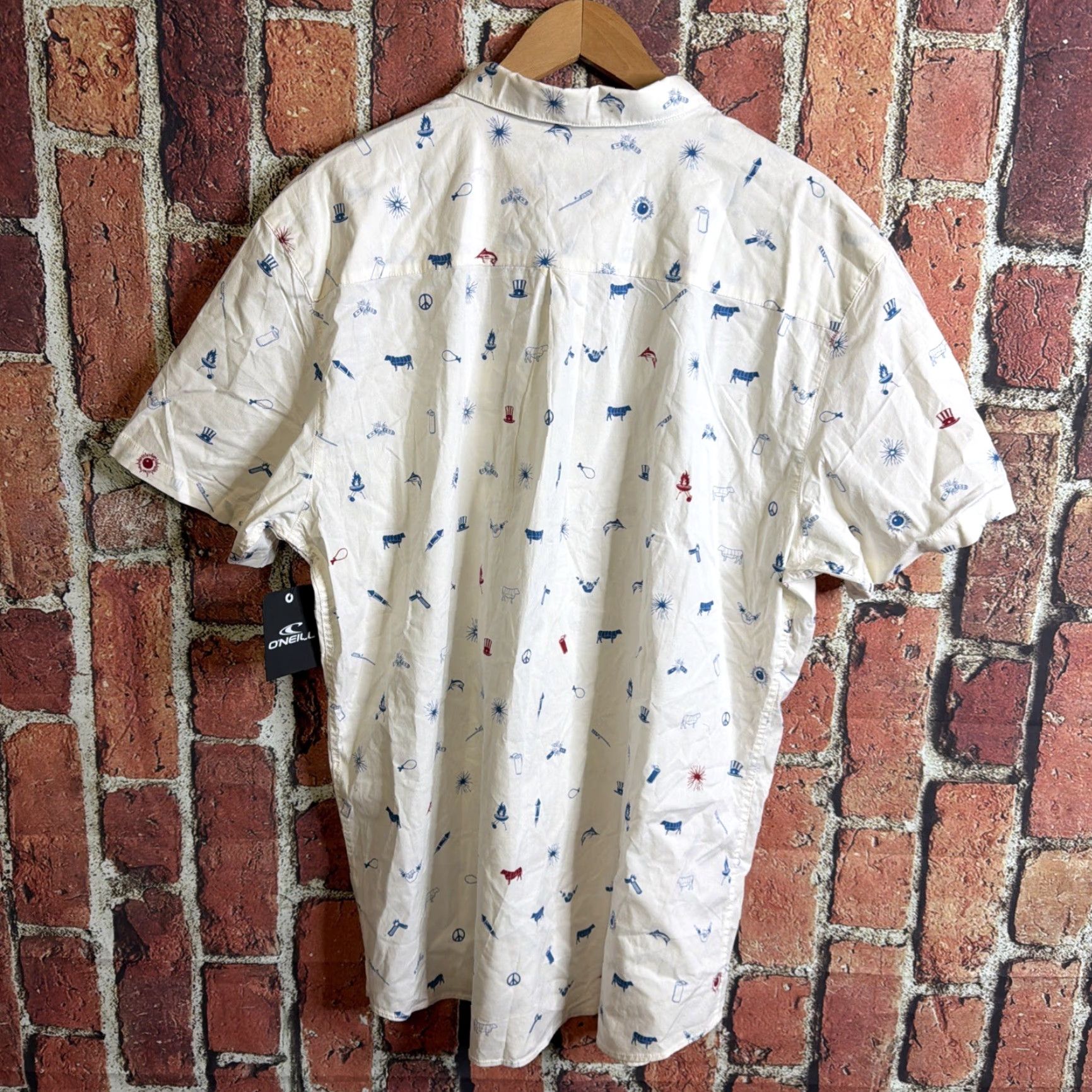 O'Neill O'Neill Shirt 2XL USA Flag AOP Button Up Short Sleeve Mens Casual Closet Ready NWT Vintage No Size US XXL / EU 58 / 5 - 3 Thumbnail