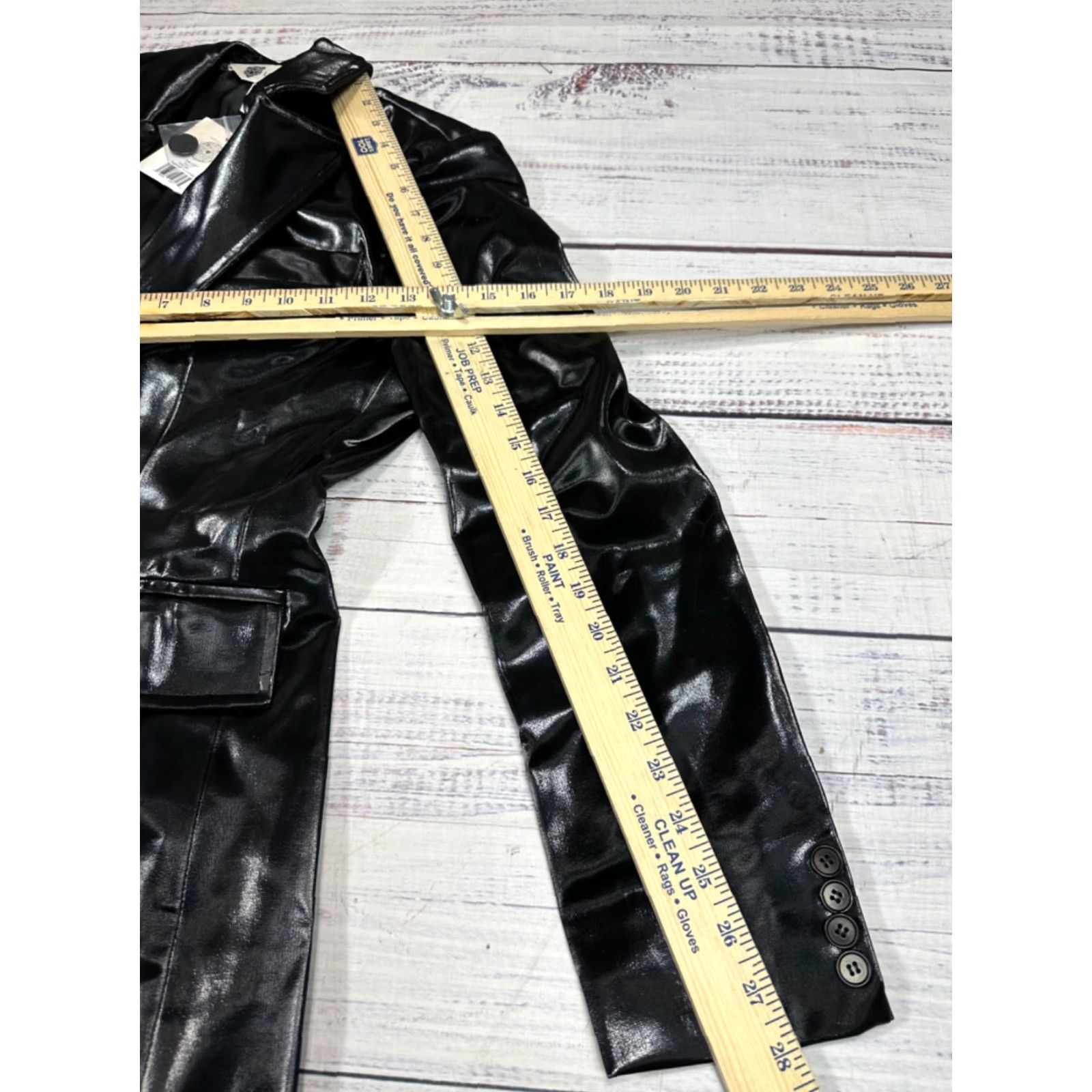 Vintage Lita by Ciara Womens Jacket Black L Size L XL Pockets Lined Shiny Double Breasted Size L / US 10 / IT 46 - 3 Thumbnail