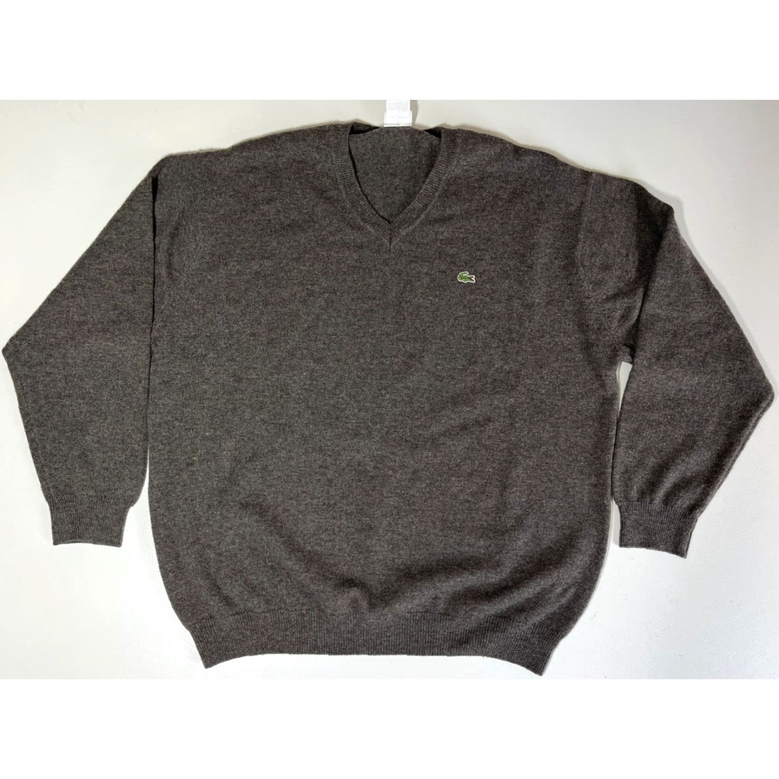 Lacoste VINTAGE Lacoste Men’s V-neck Sweater 2XL Gray Wool Pullover Casual Winter 90s Mens Size US XXL / EU 58 / 5 - 3 Thumbnail