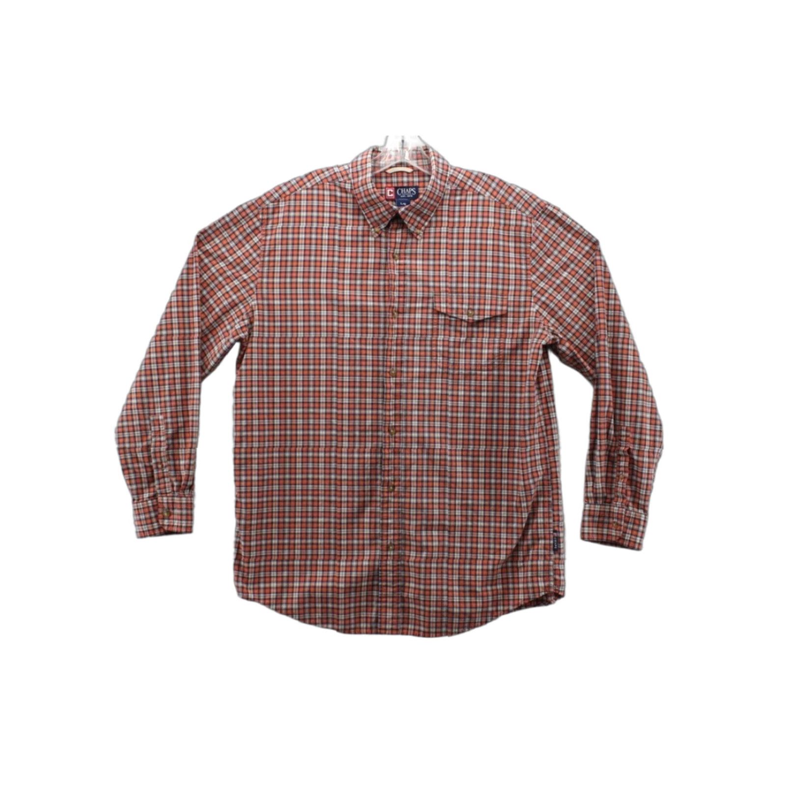 Chaps Chaps Long Sleeve Shirt Men's Large Orange Plaid Cotton Button Down Casual Shirt Size US L / EU 52-54 / 3 - 1 Thumbnail