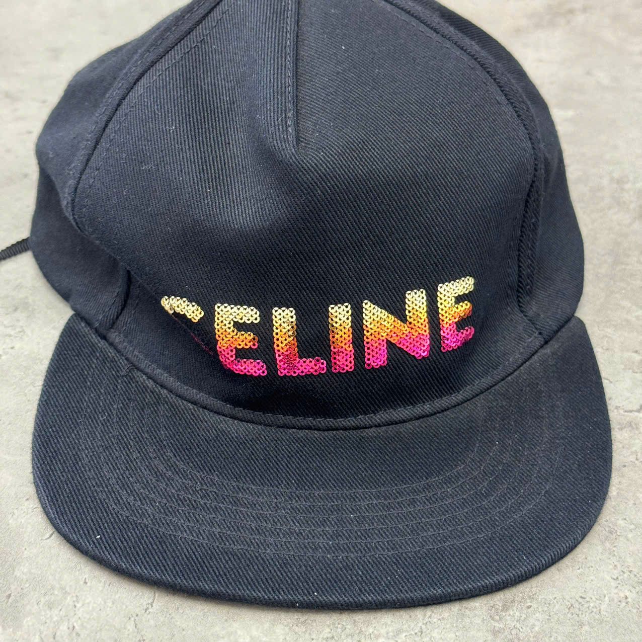 Celine CELINE Embroidered Cap In Cotton BLACK Size ONE SIZE - 2 Thumbnail
