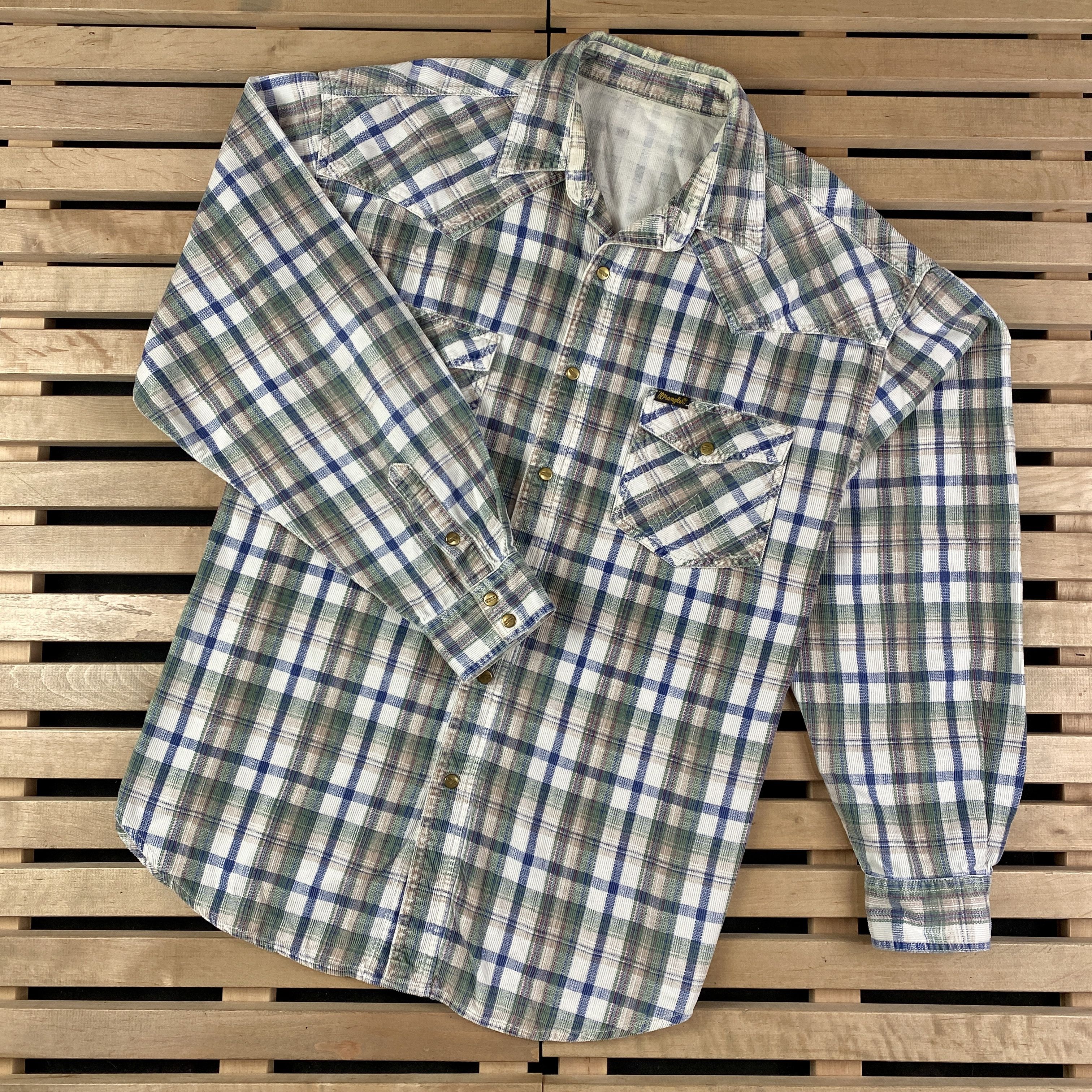 Vintage × Wrangler Mens Vintage Long Sleeve Shirts Wrangler Size XL Cotton Size US XL / EU 56 / 4 - 1 Thumbnail