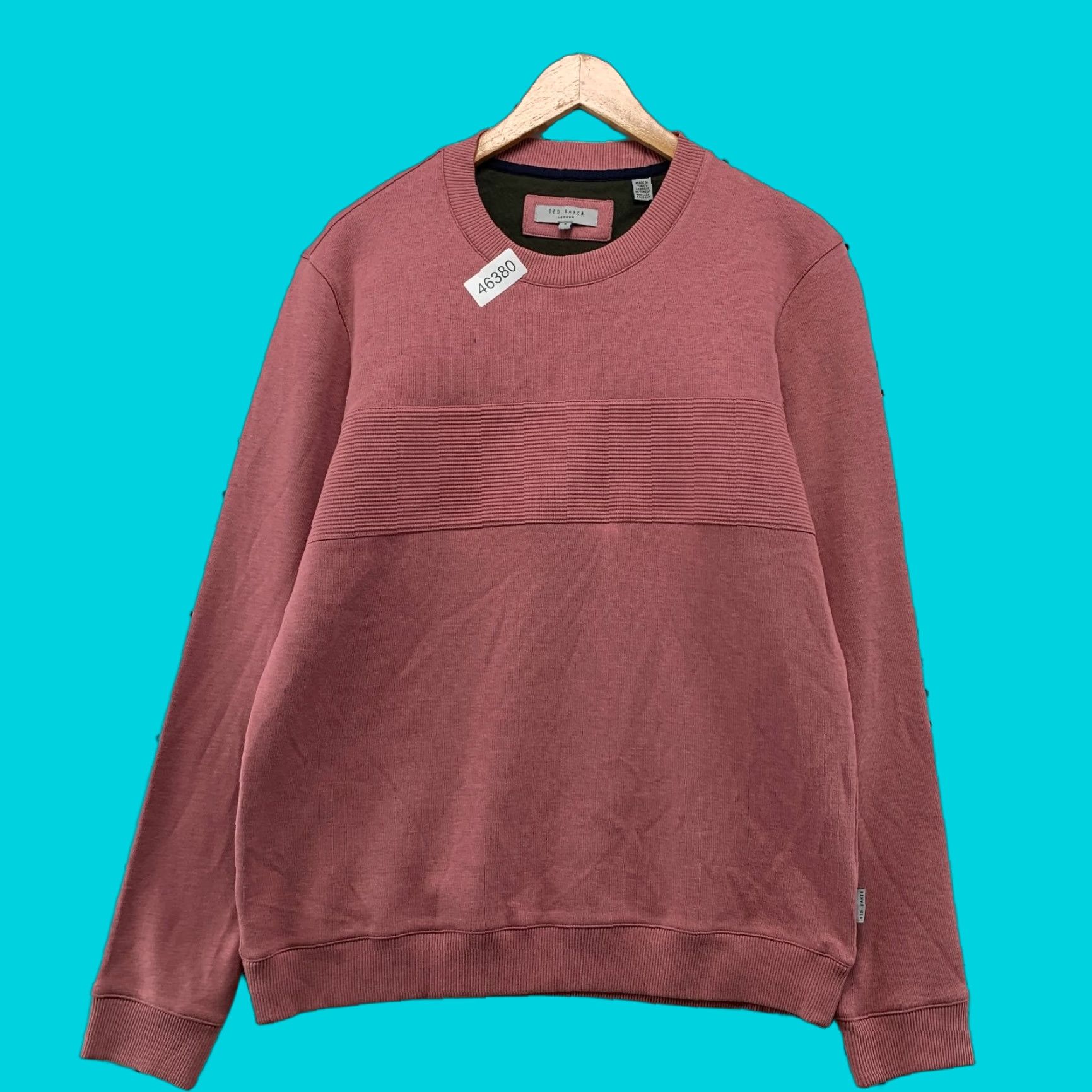 Ted Baker London Sweater Mens Size L Mauve Pink Tonal Striped Preppy Work Knit Pullover Crew Neck Long Sleeve Casual Winter Spring Fall Mens